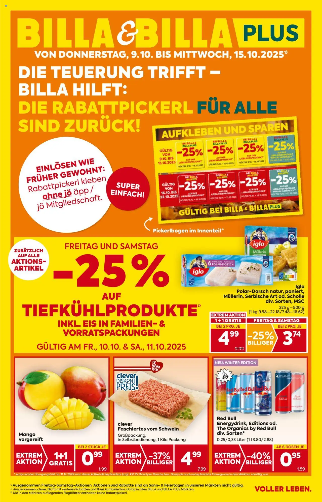 Billa Flugblatt - Kärnten gültig ab 09.10.2025 | Seite: 1 | Produkte: Eis, Mango