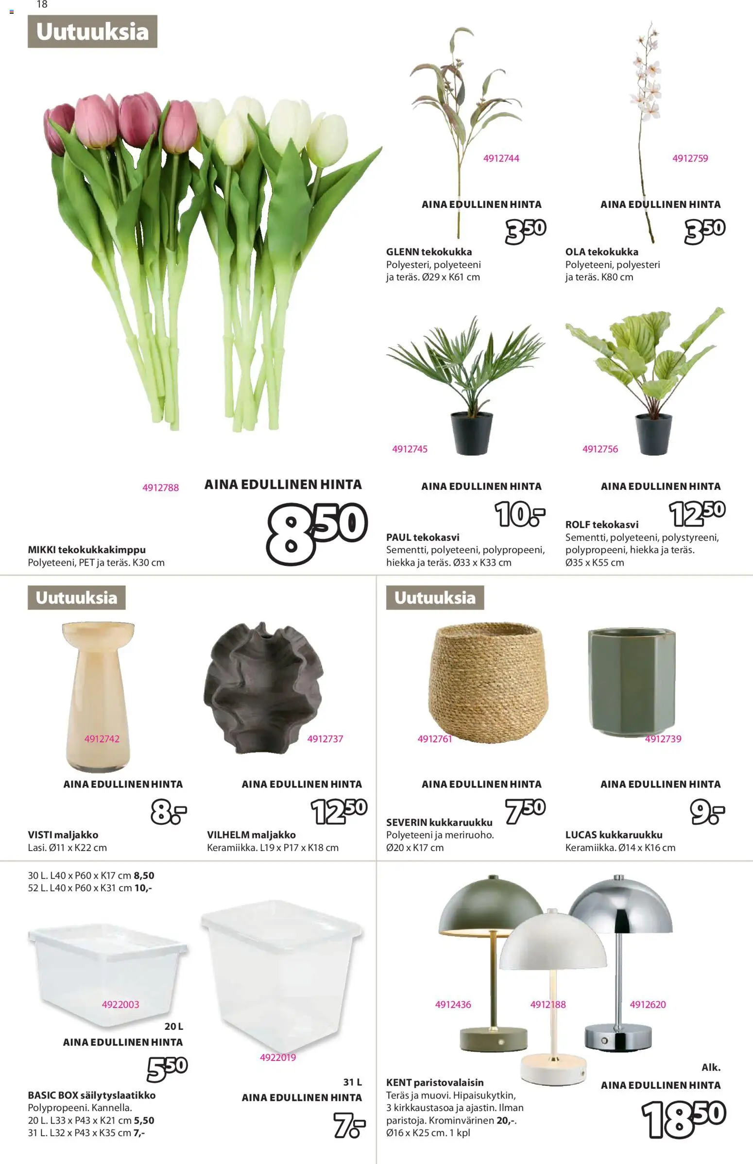 JYSK tarjoukset – voimassa 12.03.2026 alkaen | Sivu: 18 | Tuotteet: Kukkaruukku, Maljakko, Tekokasvi