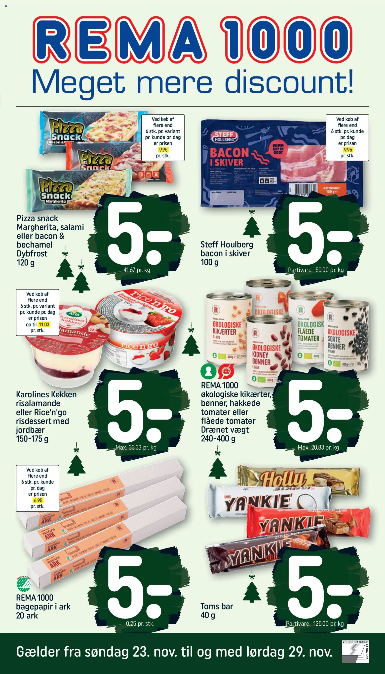 Rema 1000 tilbudsavis – gyldig fra 22.11.2025 | Side: 1 | Produkter: Tomater, Jordbær, Kikærter, Bacon