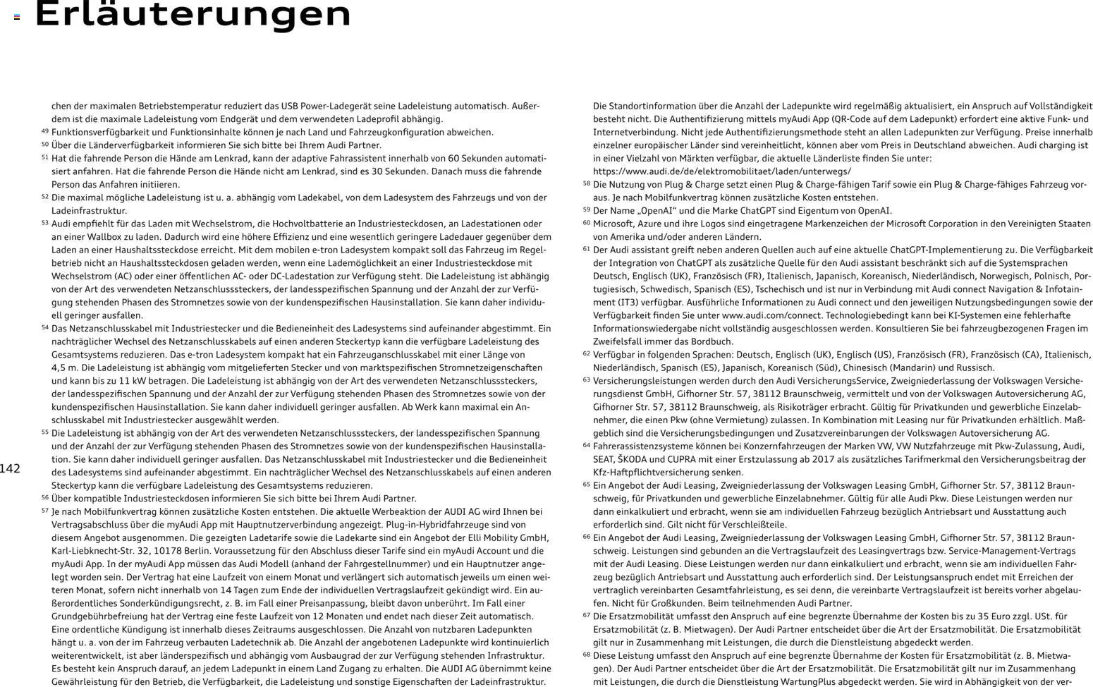 Audi Q3 – gültig ab 29.01.2026 | Seite: 142 | Produkte: USB, Navigation