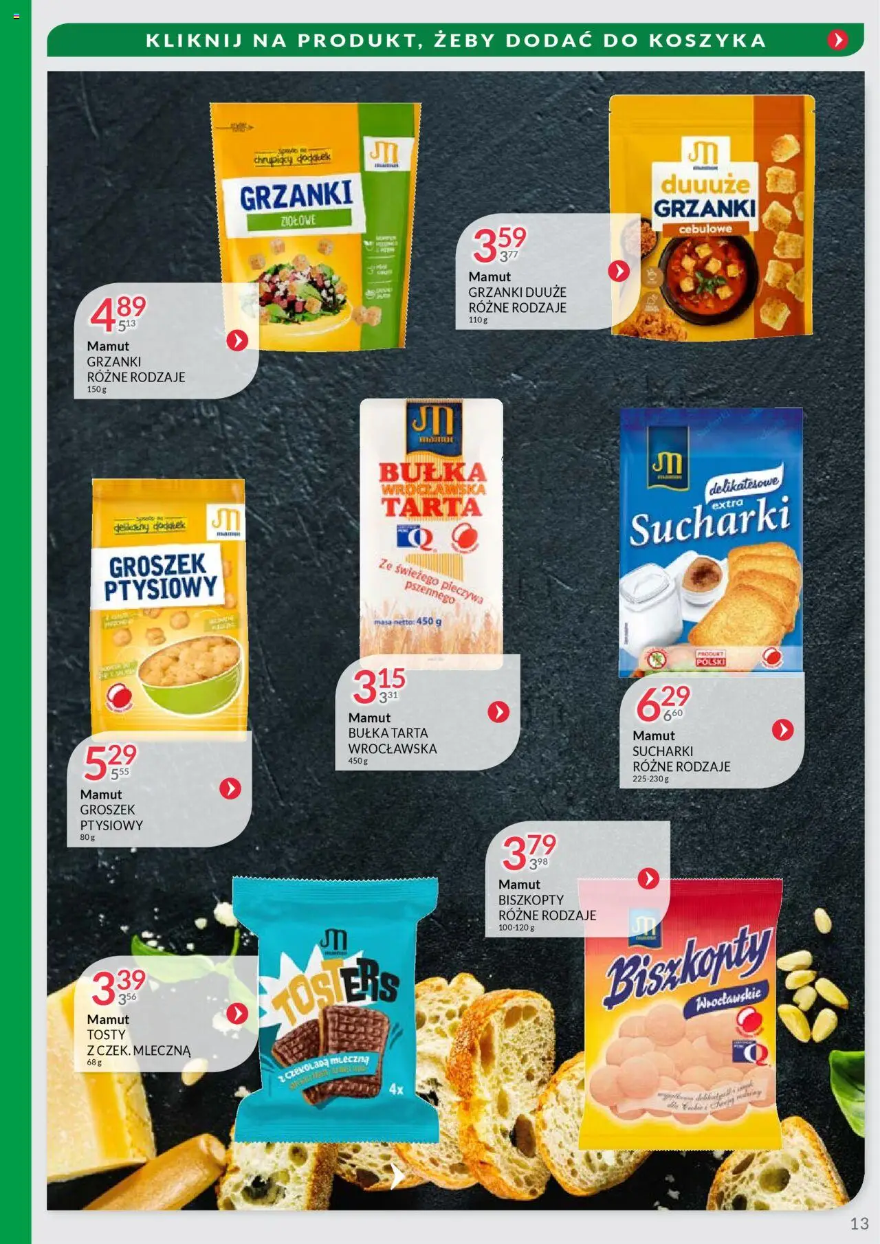 Eurocash Gazetka - Oferta Handlowa MR Południowy Wschód od 09.06.2025 | Strona: 13 | Produkty: Groszek, Groszek ptysiowy, Bułka, Czekolada