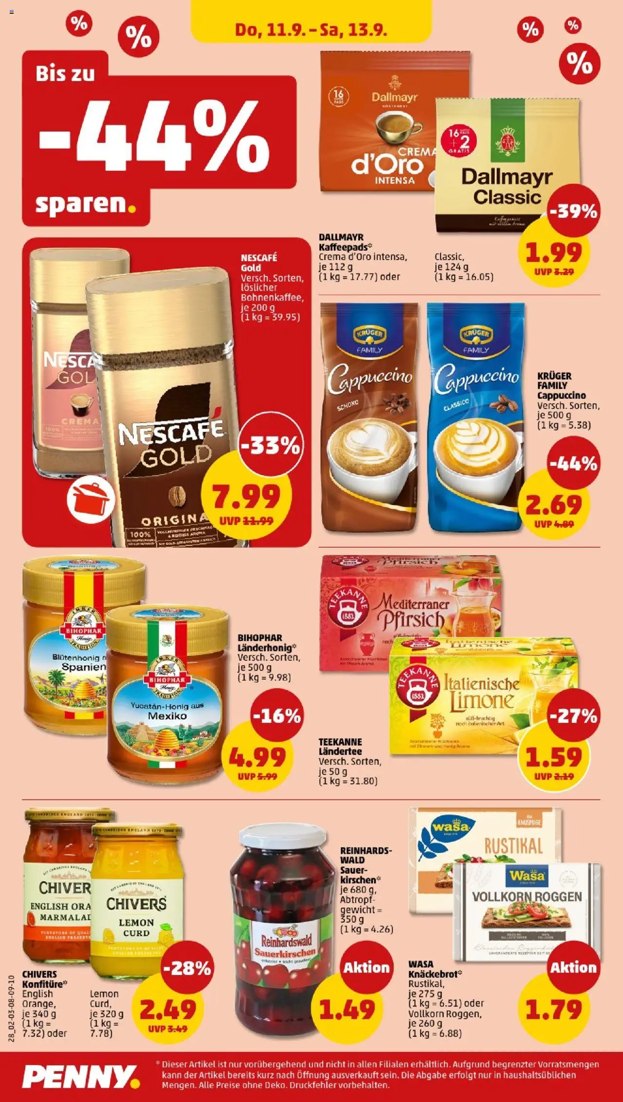 Penny Nordrhein - Westfalen – gültig ab 08.09.2025 | Seite: 28 | Produkte: Gewicht, Nescafe, Dallmayr, Pfirsich