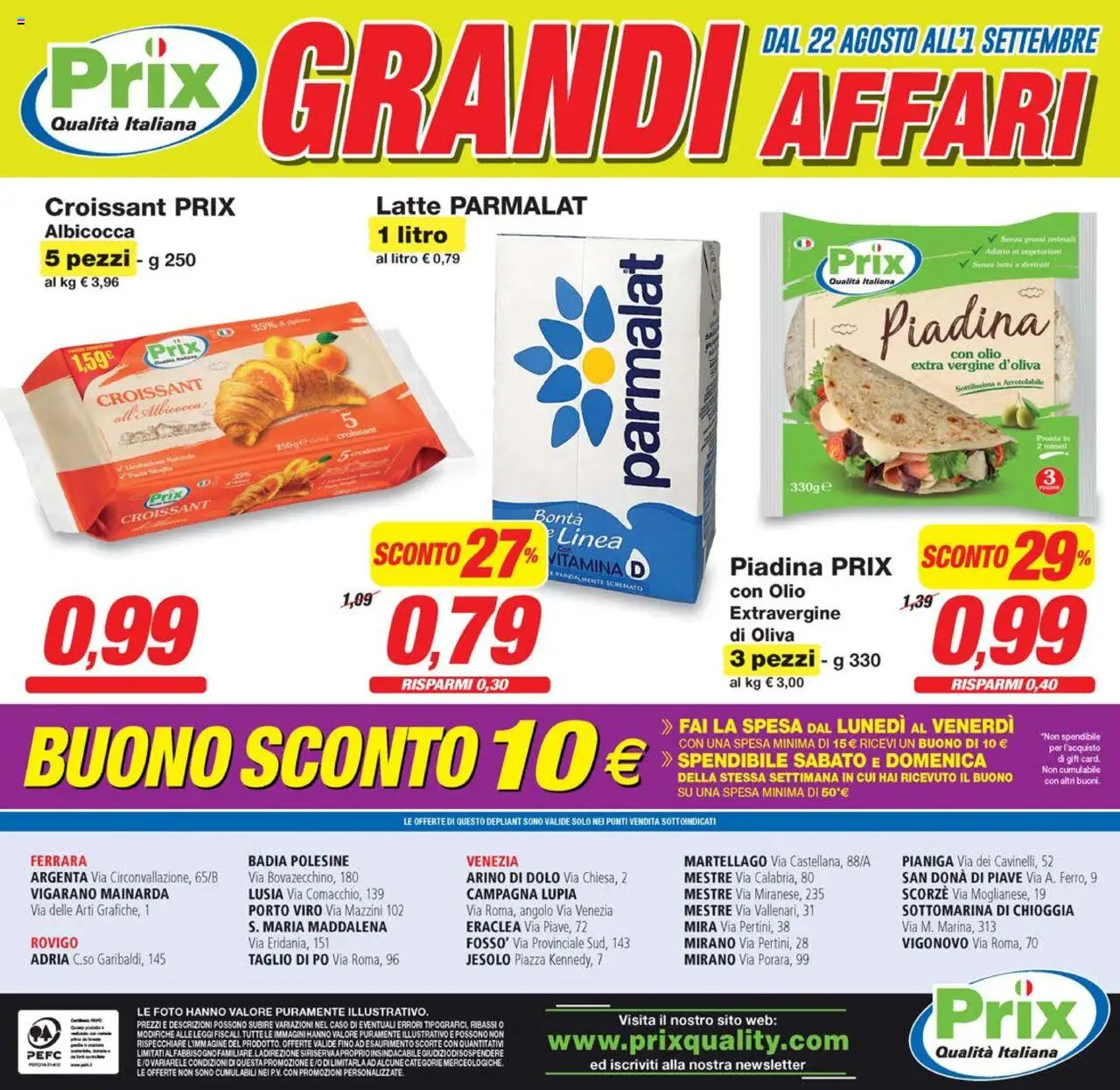 Volantino Prix del 22.08.2025 | Pagina: 16 | Prodotti: Latte, Olio, Piadina, Olio extra vergine