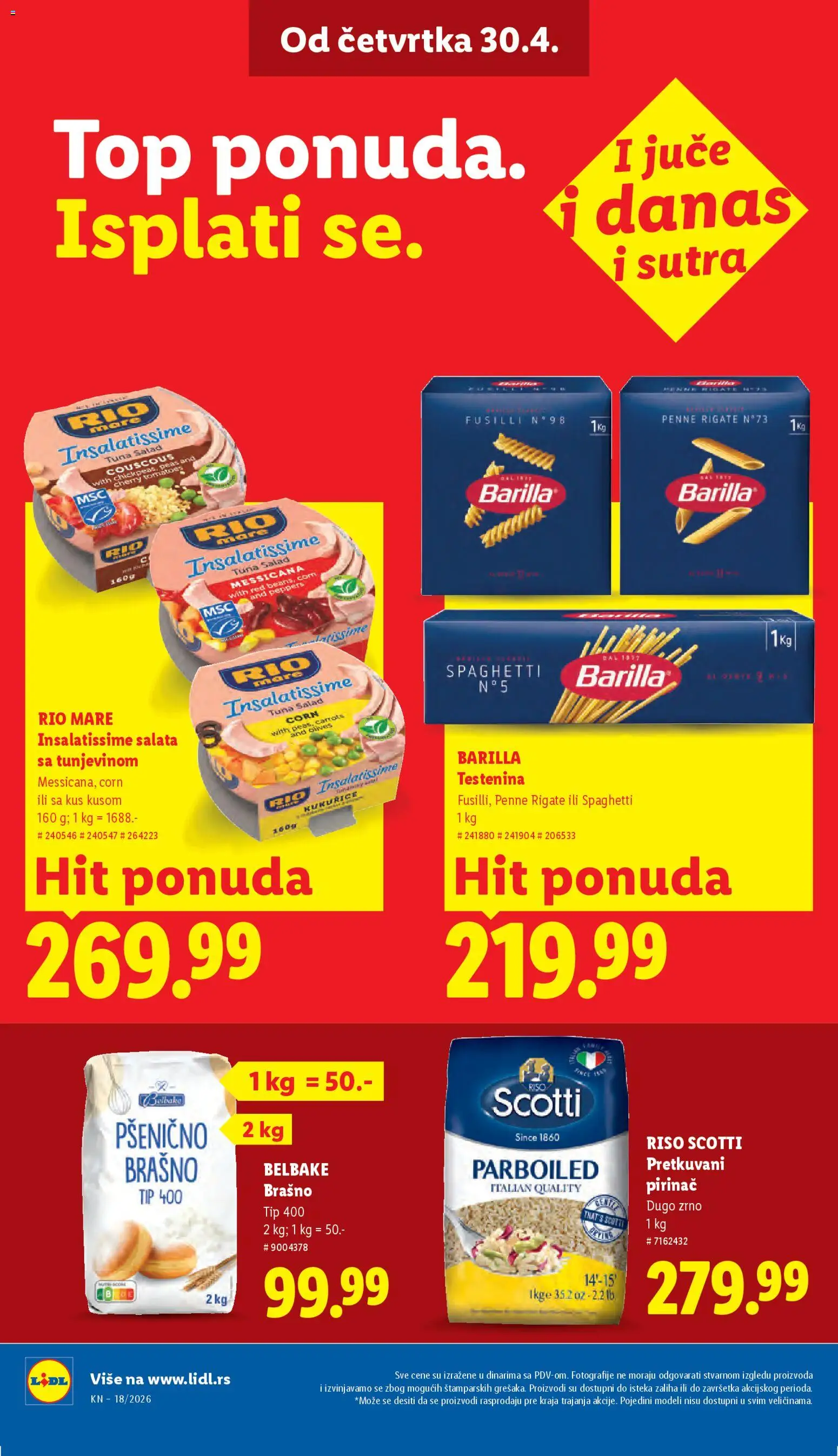 Lidl katalog - važi od 30.04.2026 | Strana: 30 | Proizvode: Testenina, Salata, Brašno, Rio mare