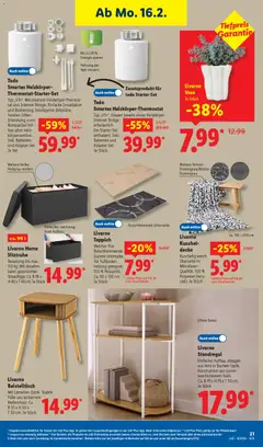 Lidl - Prospekt ab 16.02.2026 gültig | Seite: 17 | Produkte: Beistelltisch, Decke, Batterien, Heizkörper