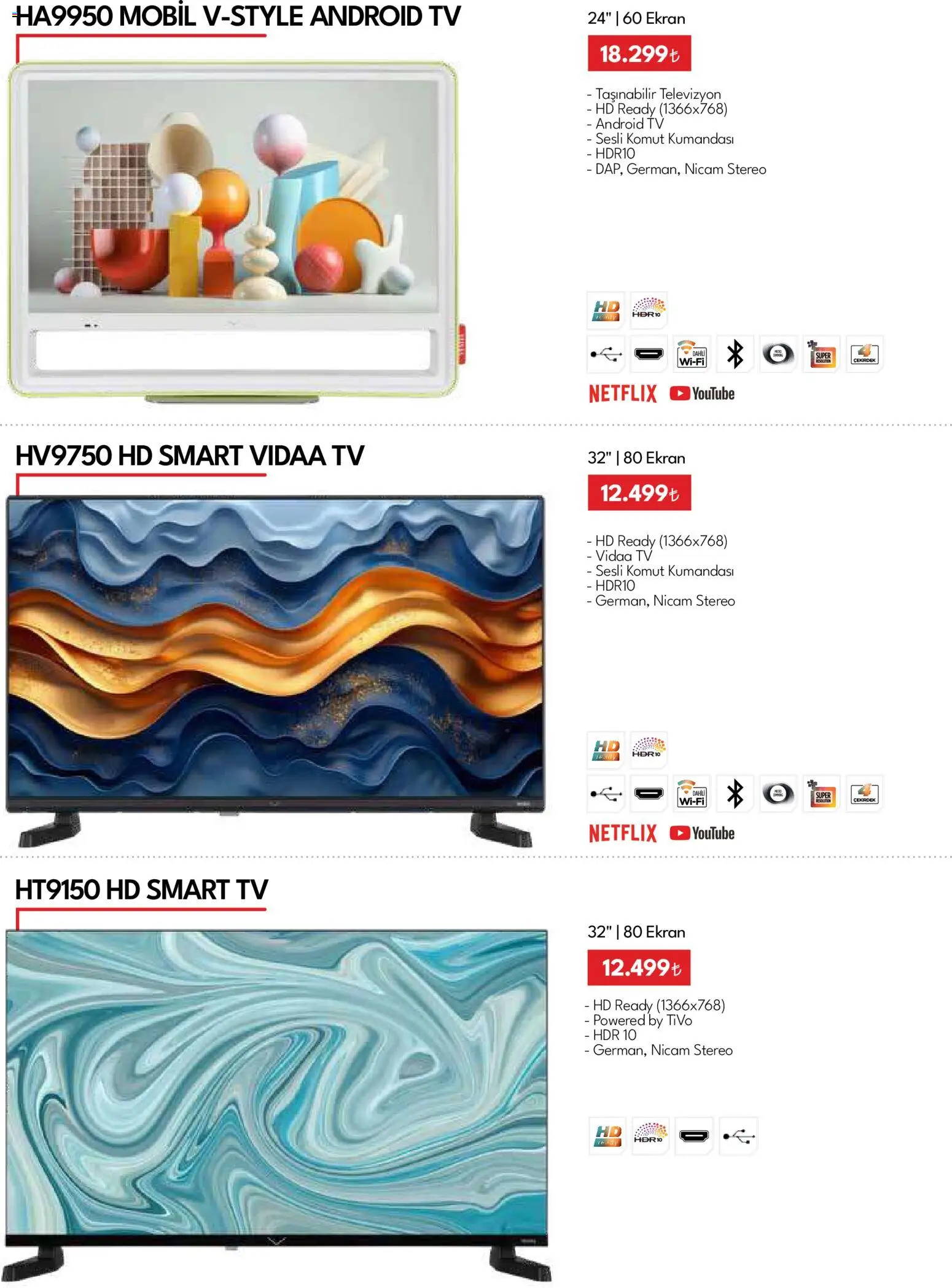 Vestel - Tüketici Elektroniği - 01.03.2026 tarihinden itibaren geçerlidir | Sayfa: 20 | Ürünler: TV, Televizyon