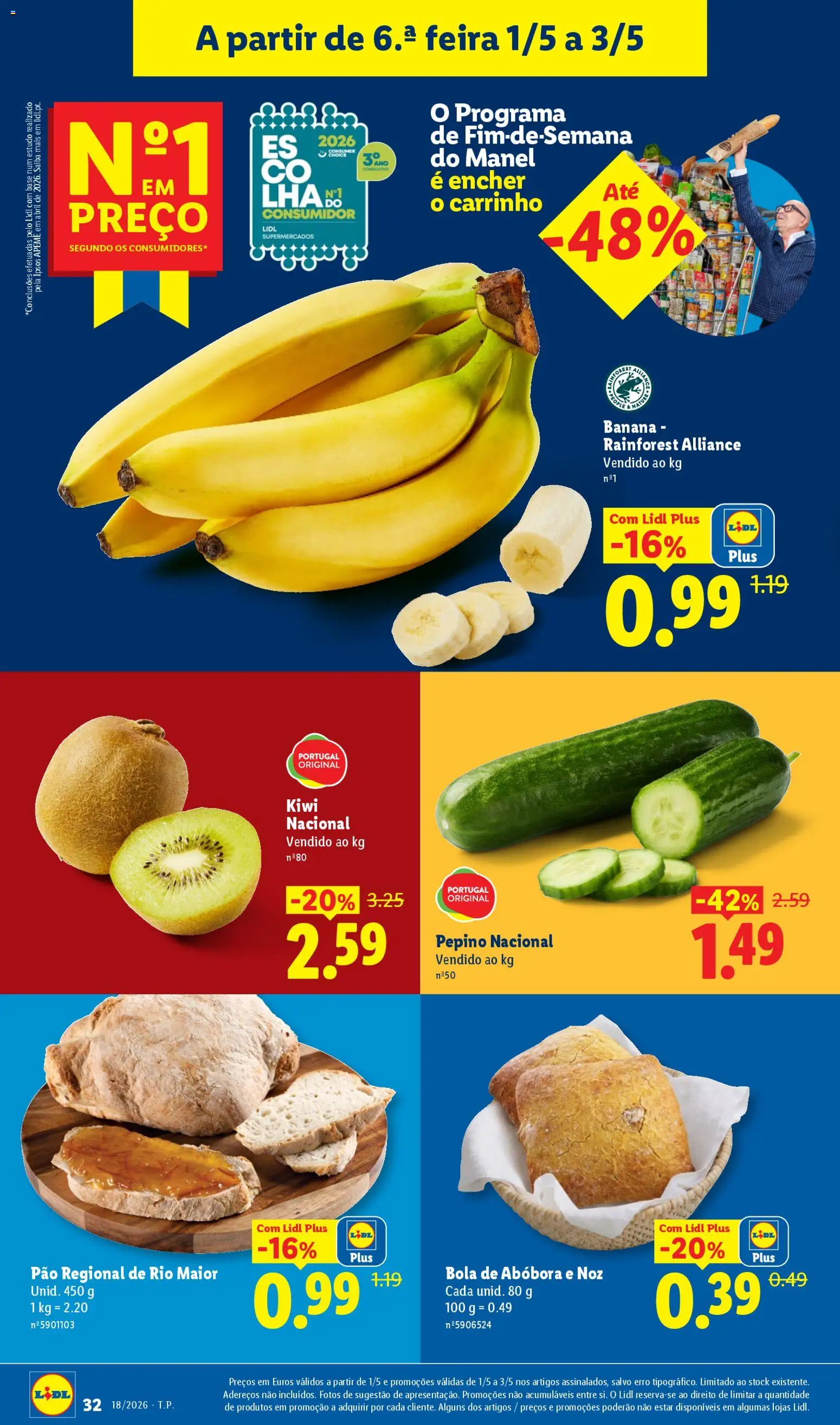 Lidl folheto │ válido de 27.04.2026 | Página: 32 | Produtos: Banana, Base, Pão, Kiwi