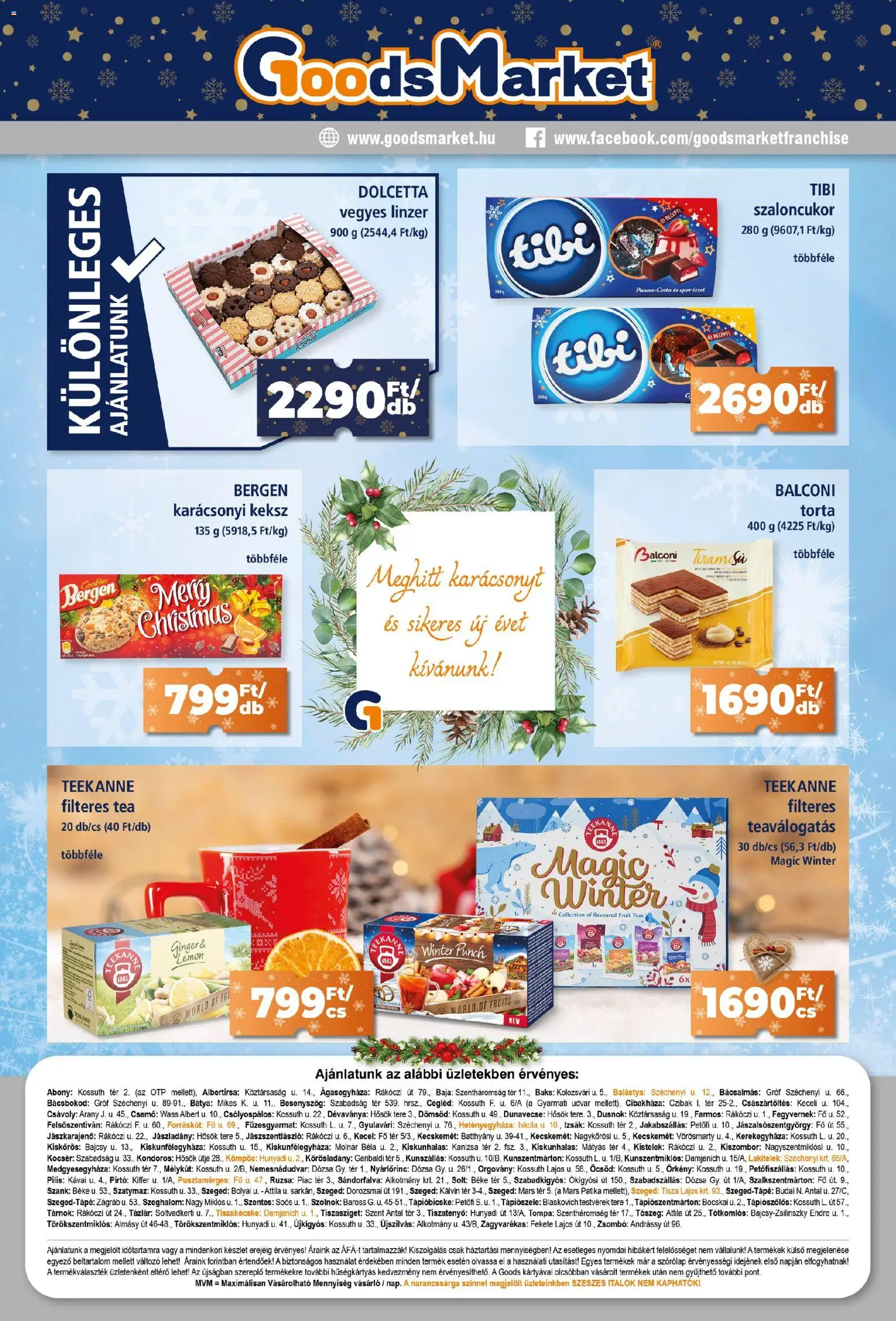 Goods Market akciós ujság - amely érvényes a következő dátumtól: 18.12.2025 | Oldal: 10 | Termékek: Torta, Szaloncukor, Linzer, Tea