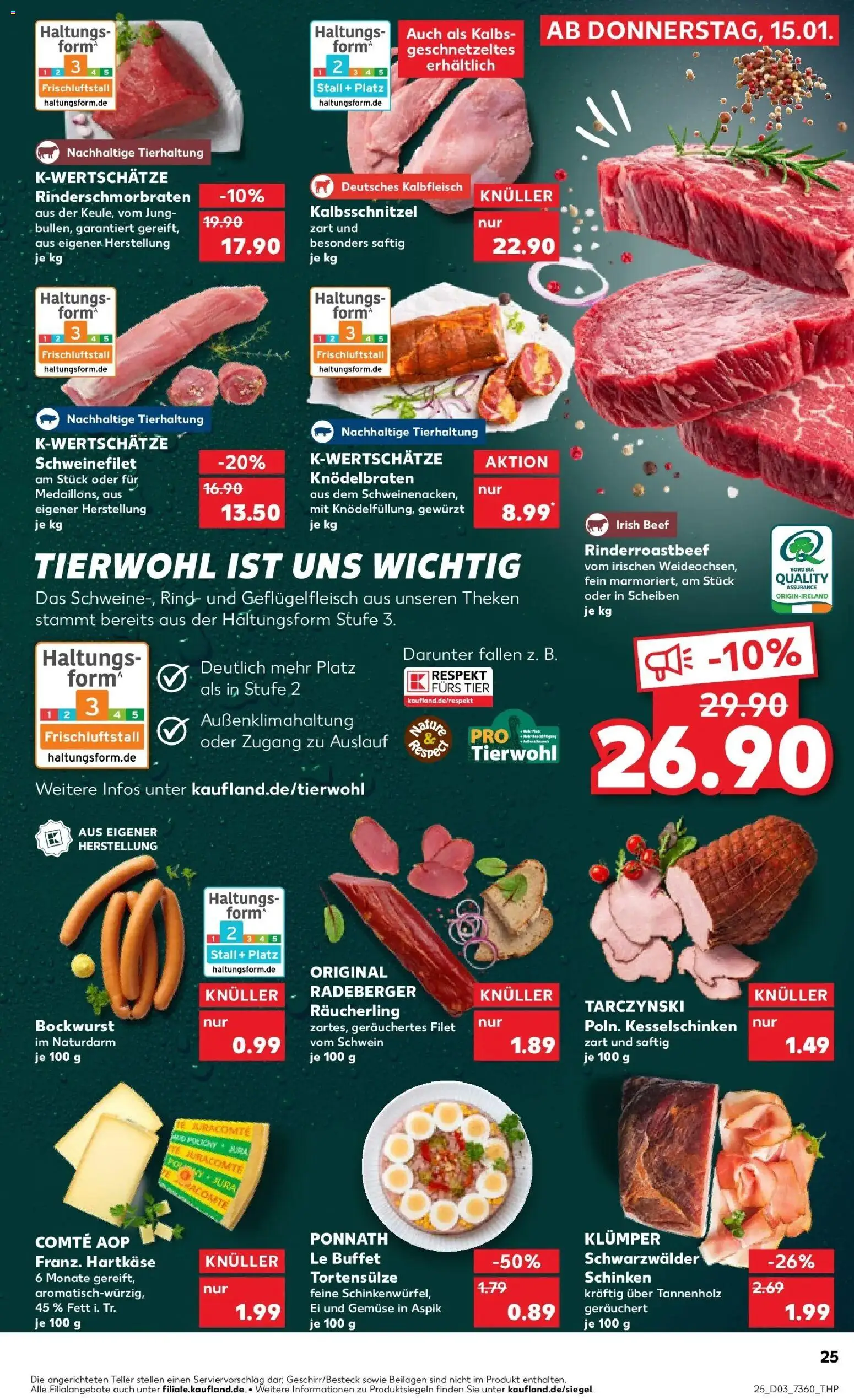 Kaufland prospekt Strausberg	 – gültig ab 15.01.2026 | Seite: 25 | Produkte: Bockwurst, Schweinefilet, Gemüse, Schinken