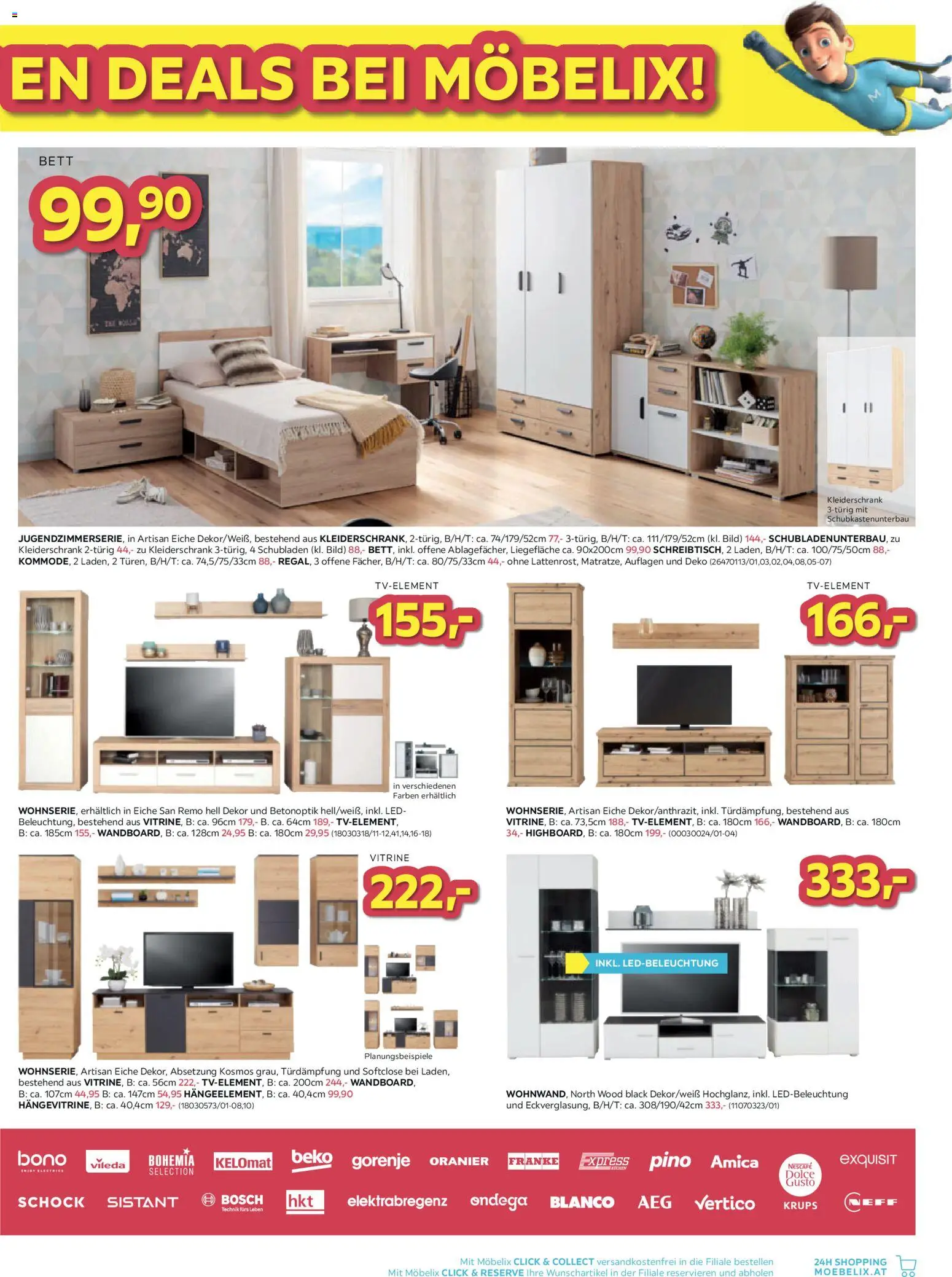 Möbelix Flugblatt gültig ab 02.02.2026 | Seite: 5 | Produkte: Bett, Kleiderschrank
