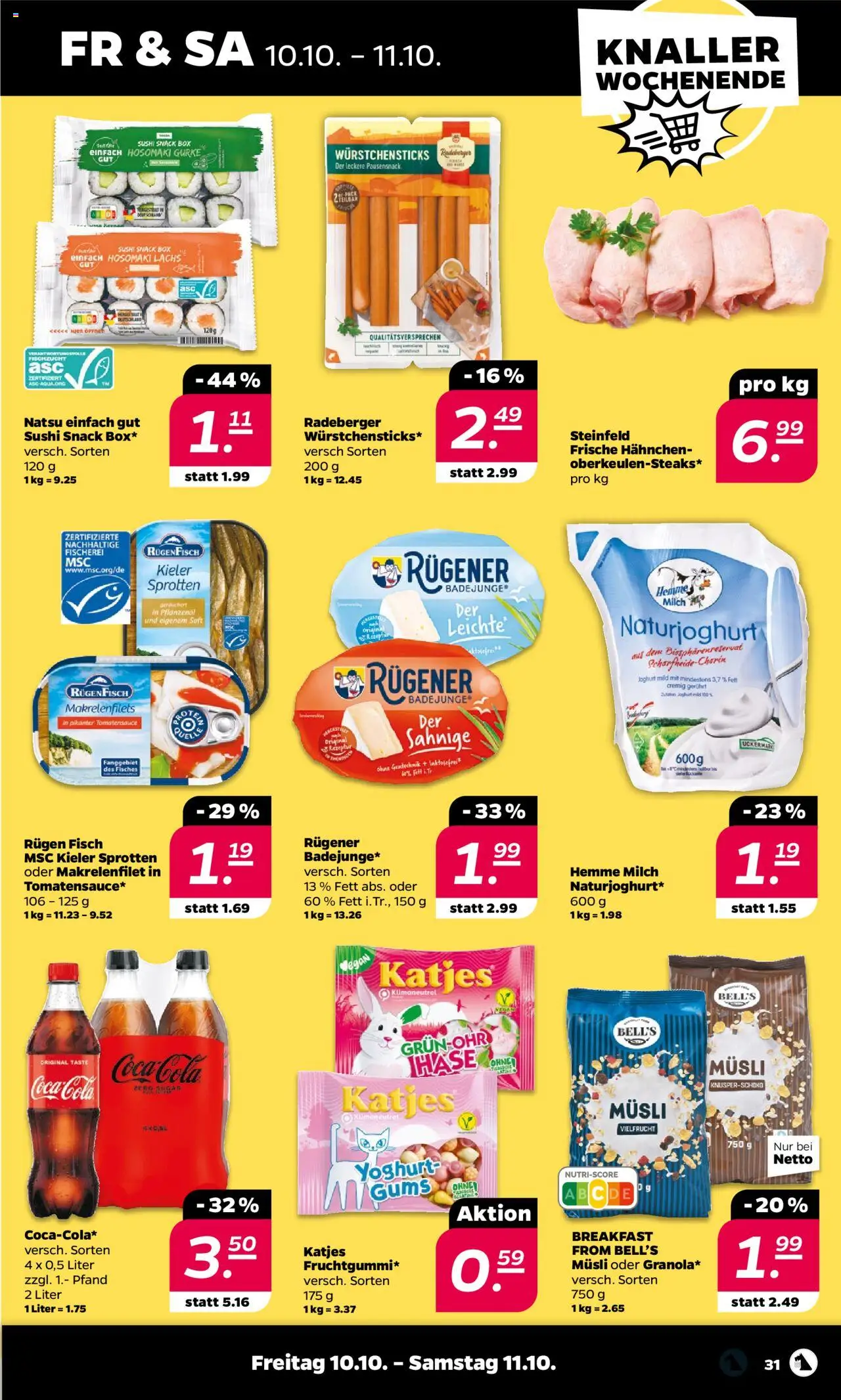 Netto Prospekt 	 – gültig ab 06.10.2025 | Seite: 31 | Produkte: Coca cola, Milch, Box, Fisch