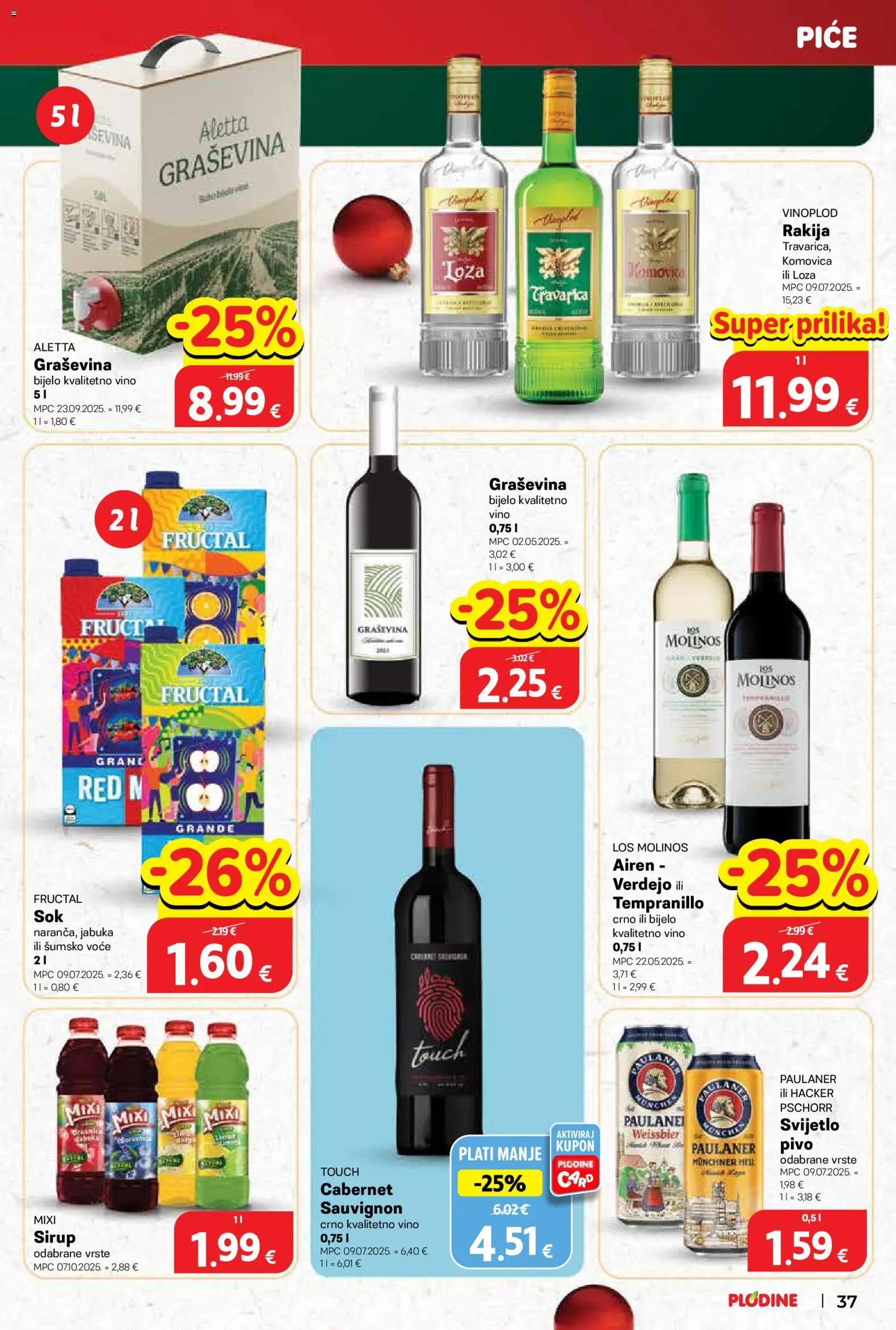 Plodine katalog | vrijedi od 03.12.2025 | Stranica: 37 | Proizvodi: Hell, Travarica, Sirup, Jabuka