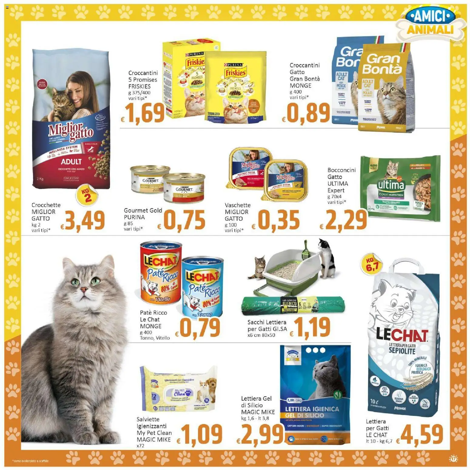 Volantino Paghi Poco del 03.03.2026 | Pagina: 17 | Prodotti: Lettiera per gatti, Pesce, Crocchette, Tonno