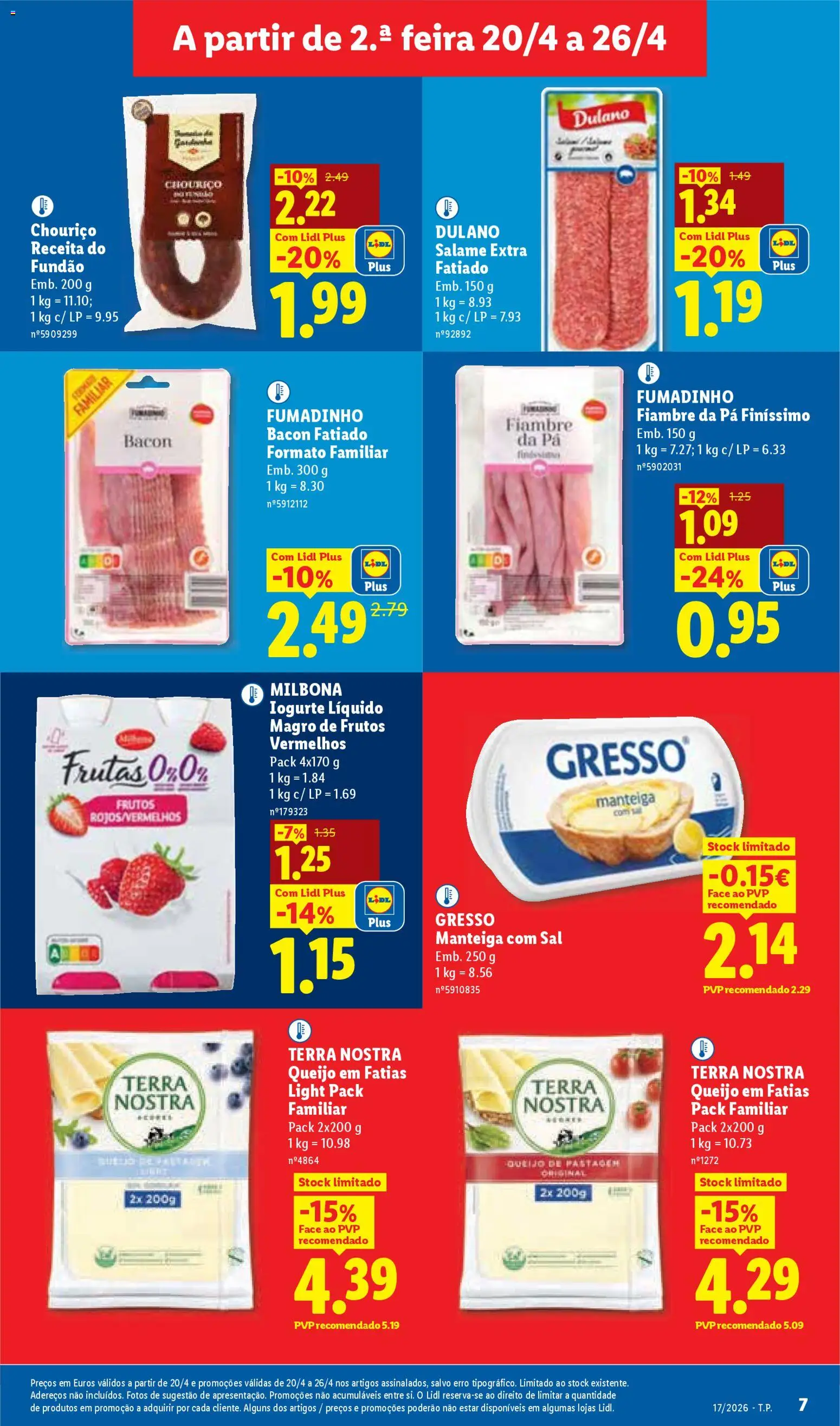 Lidl folheto │ válido de 20.04.2026 | Página: 7 | Produtos: Bacon, Manteiga, Queijo, Chouriço