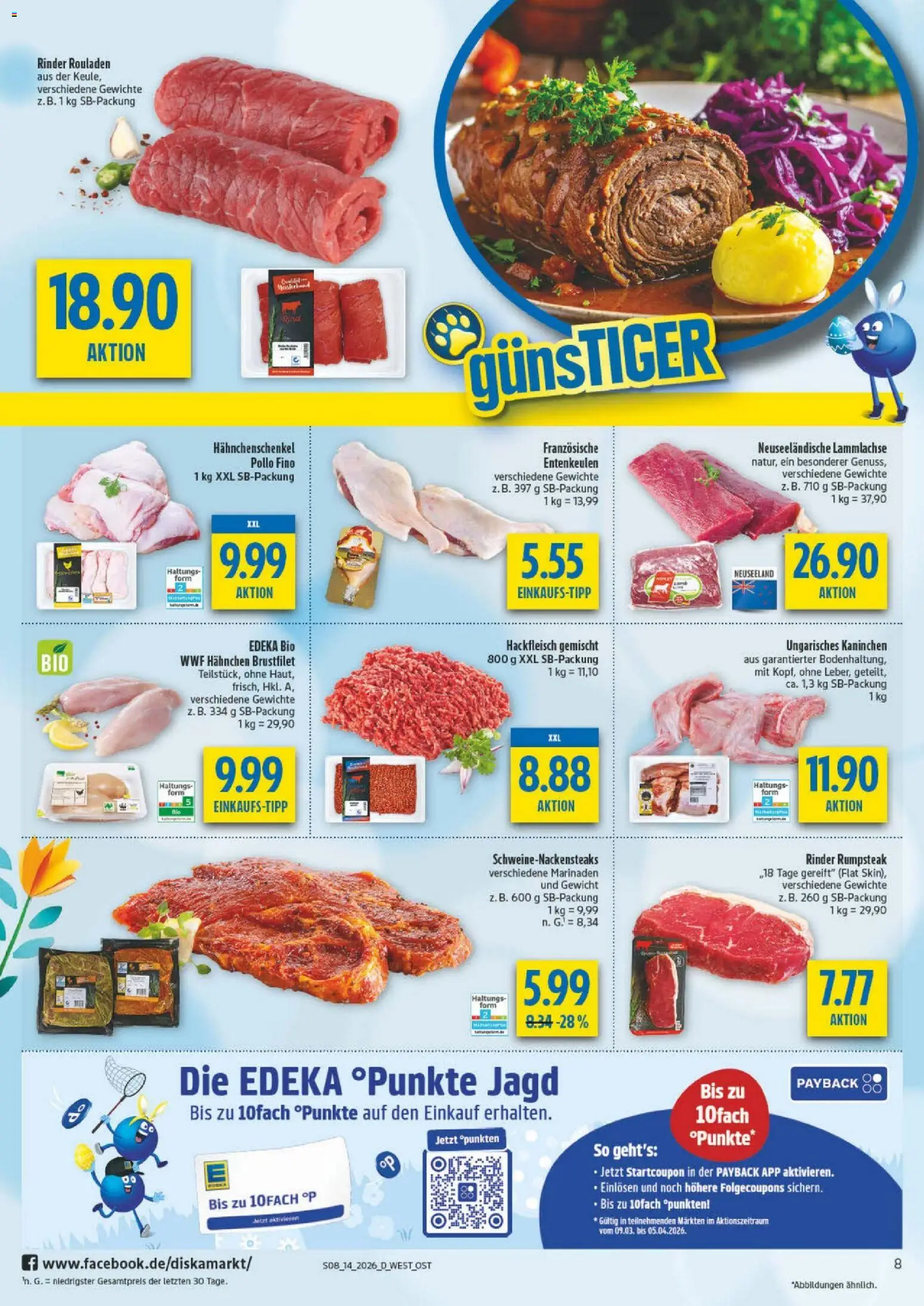 Diska - Diska Angebote Bayern KW14 – gültig ab 30.03.2026 | Seite: 8 | Produkte: Gewicht, Hahnchenschenkel, Kaninchen, Hackfleisch