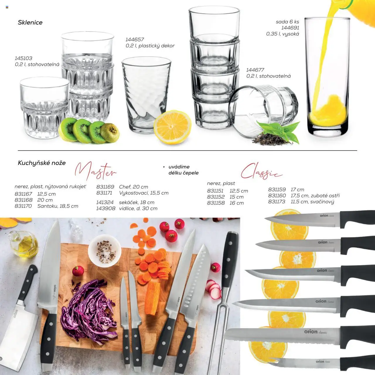 Orion katalog - Gastro nádobí od 01.03.2025 | Strana: 7 | Produkty: Nože, Sklenice