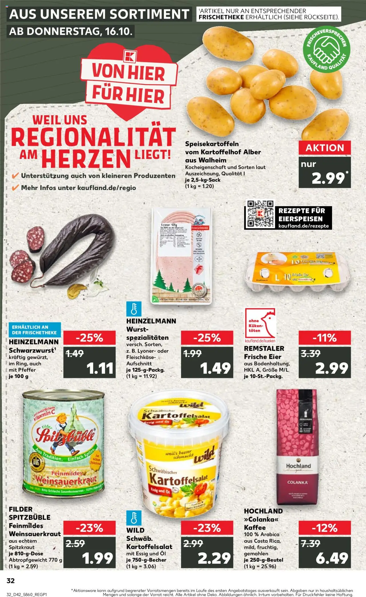 Kaufland prospekt Stuttgart	 – gültig ab 19.10.2025 | Seite: 32 | Produkte: Öl, Essig, Pfeffer, Wurst