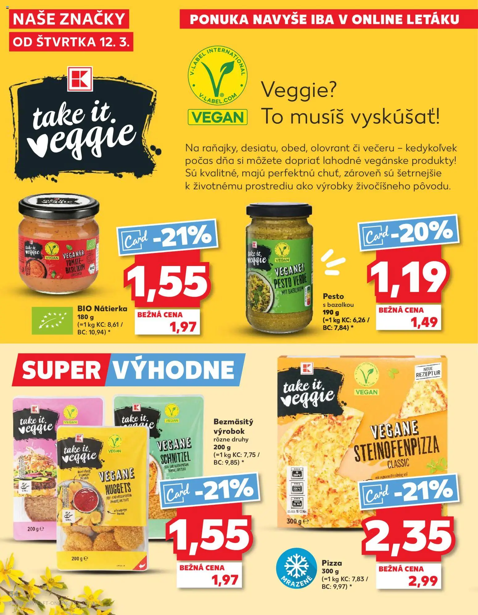 Kaufland SK akciós ujság - amely érvényes a következő dátumtól: 12.03.2026 | Oldal: 34 | Termékek: Pesto, Nuggets, Pizza, Vegán