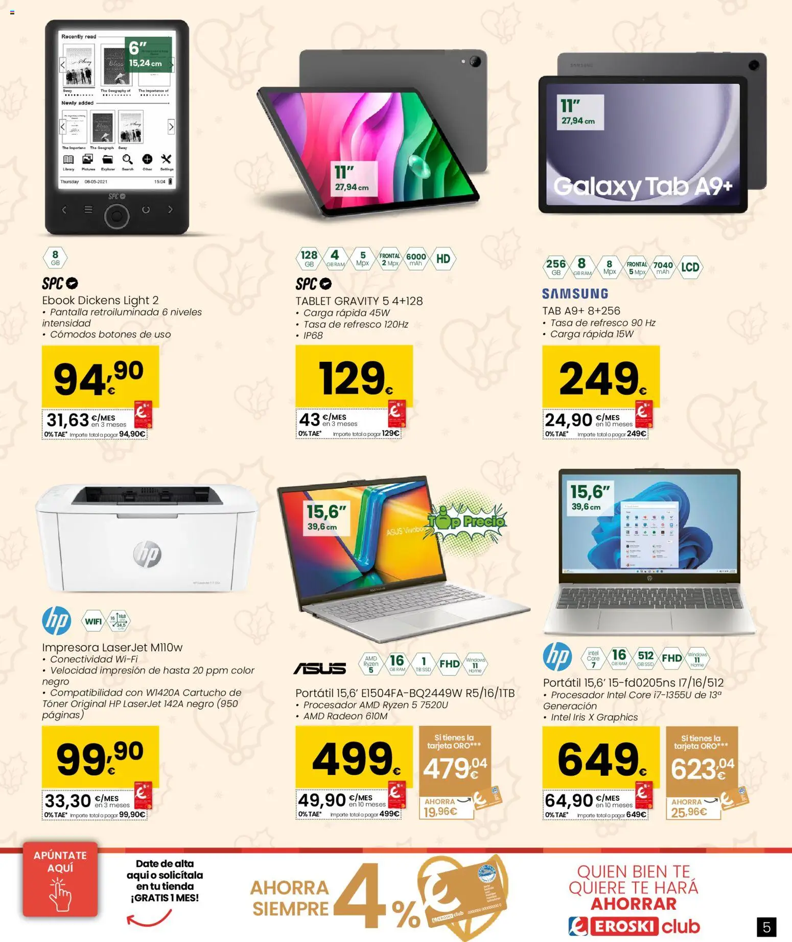 Eroski - Cyber week │ válido desde el 02.12.2025 | Página: 5 | Productos: Té, Tablet, Impresora, Toner