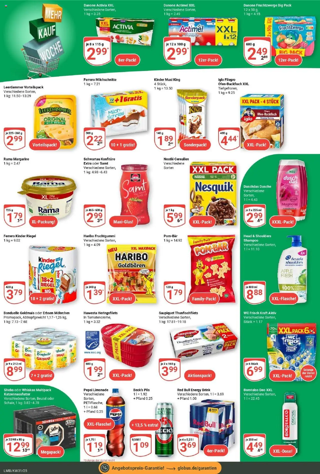 Globus prospekt Limburg	 - gültig ab dem 28.07.2025 | Seite: 23 | Produkte: Margarine, Sheba, Milch, Pils