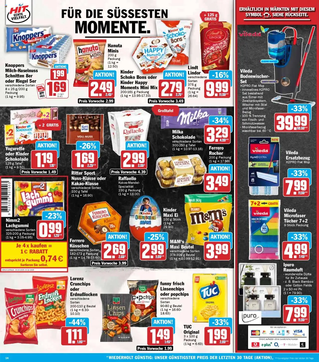 HIT - Nordrhein-Westfalen – gültig ab 29.09.2025 | Seite: 14 | Produkte: Milka, Knoppers, Lorenz crunchips, Chips