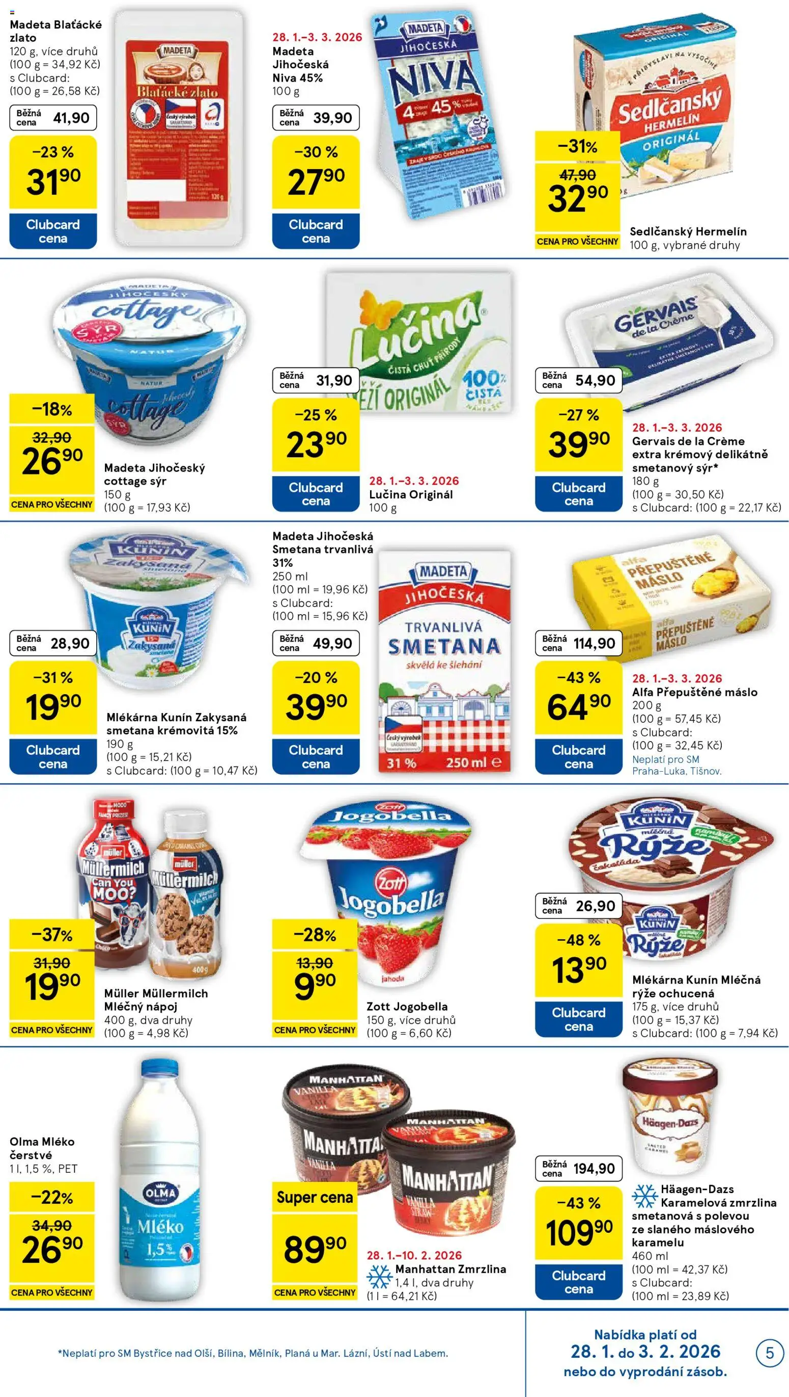 Tesco leták - Supermarket od 28.01.2026 | Strana: 5 | Produkty: Mléko, Rýže, Smetana, Jogobella