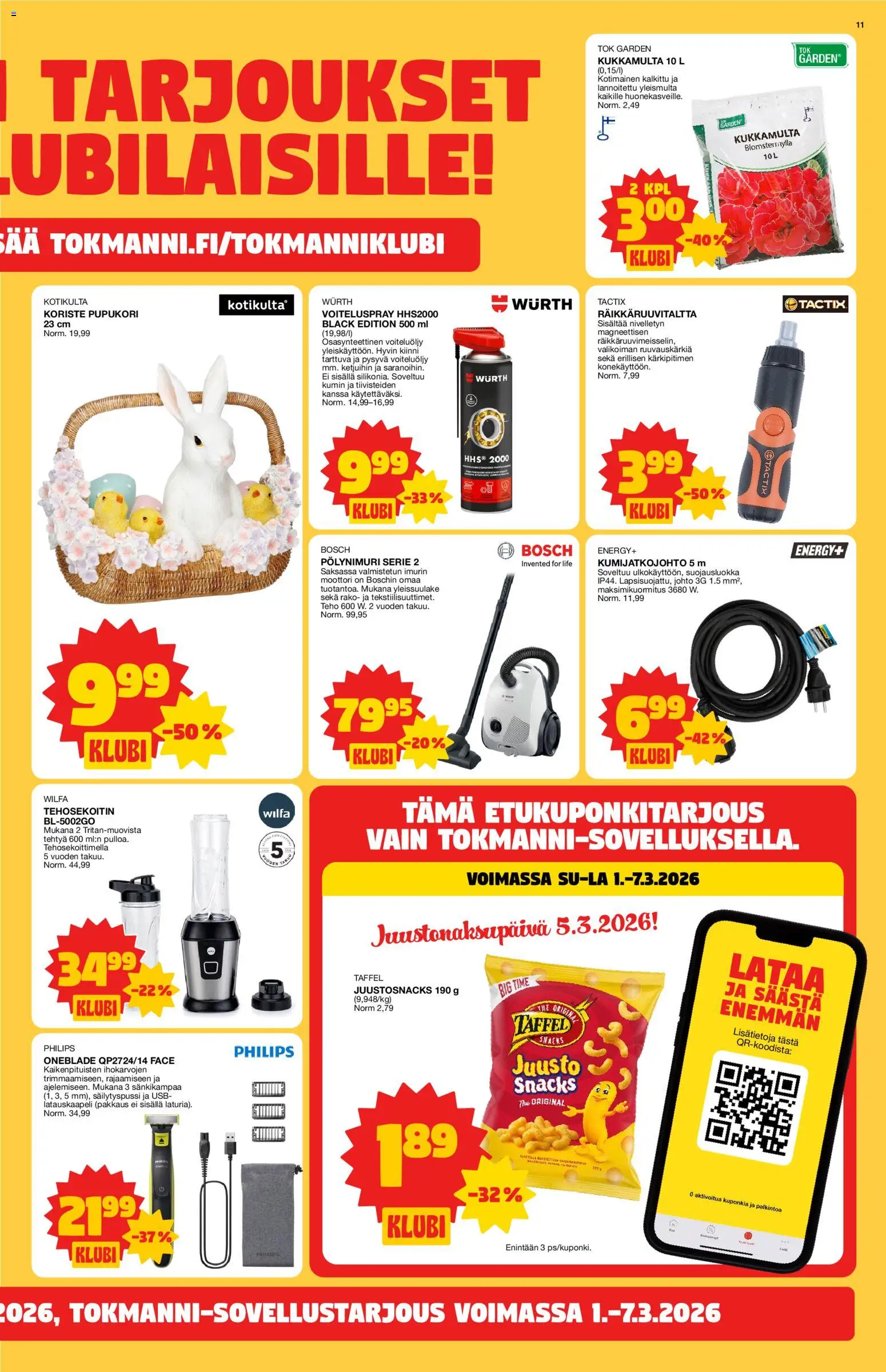 Tokmanni tarjoukset – voimassa 02.03.2026 alkaen | Sivu: 11 | Tuotteet: USB, Juusto, Tehosekoitin