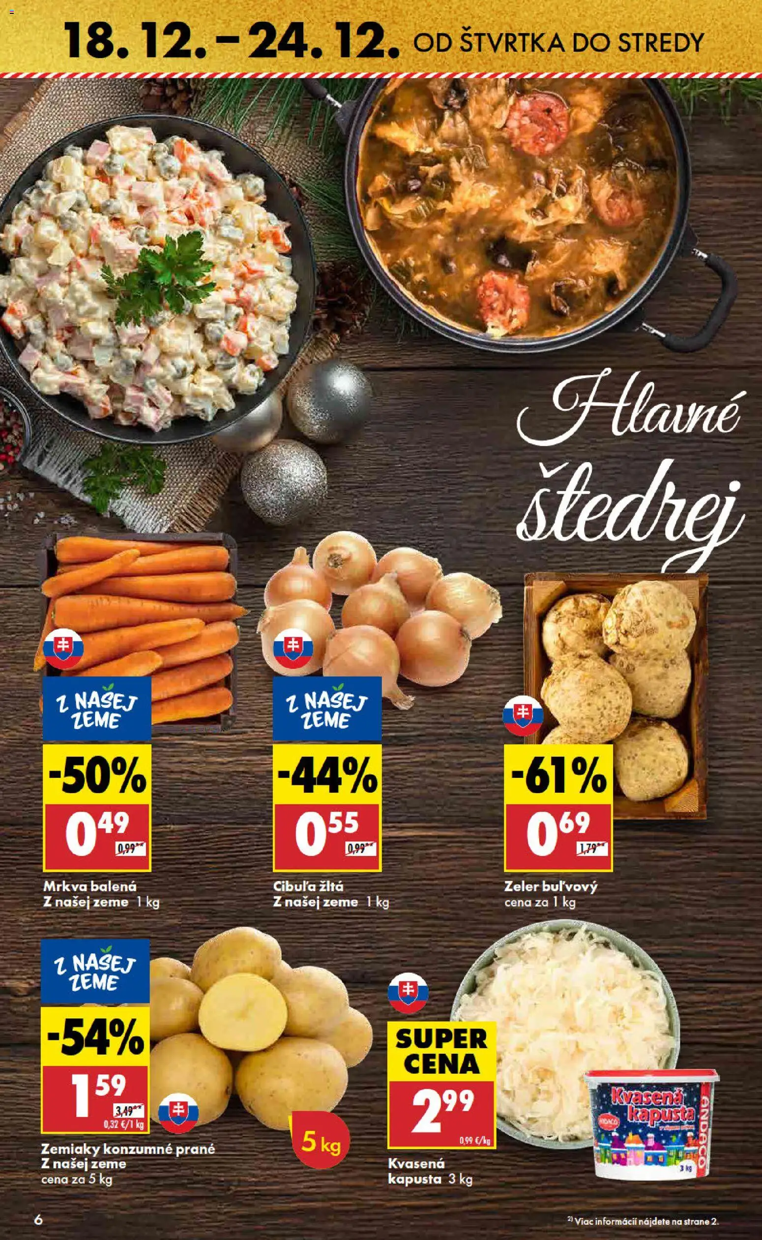 Nové Biedronka akcie – leták je platný od 18.12.2025 | Strana: 6 | Produkty: Mrkva, Zemiaky, Cibuľa, Zeler