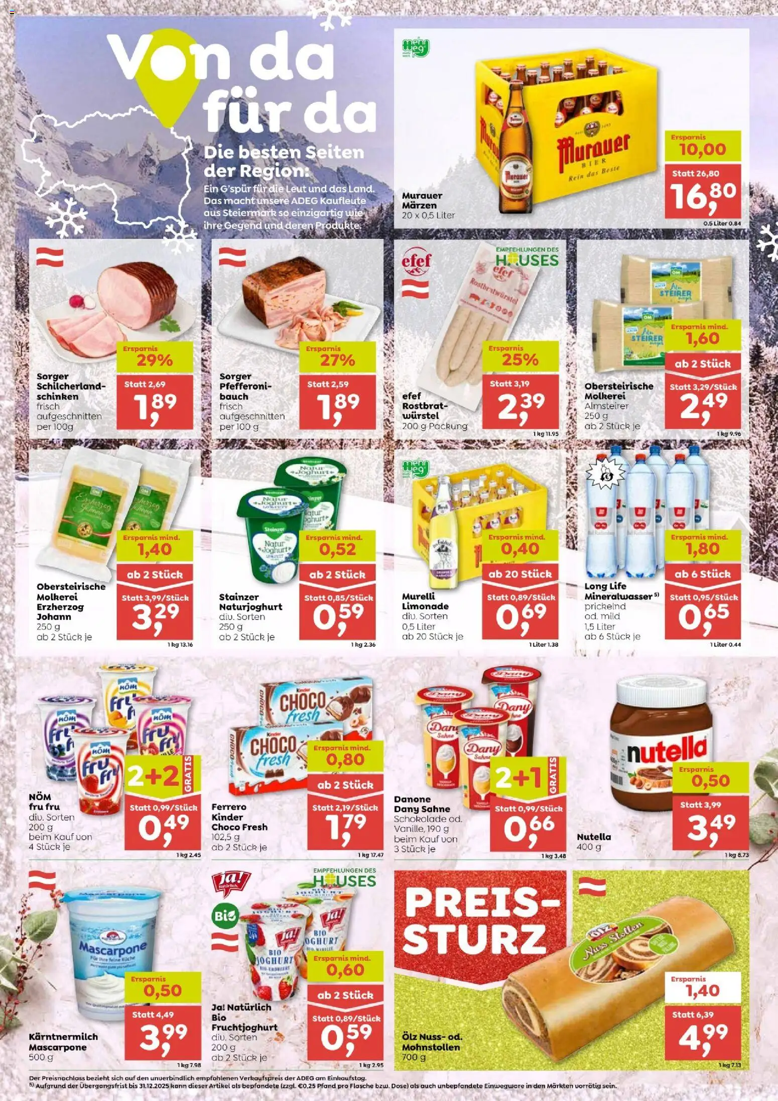 ADEG Traboch gültig ab 18.12.2025 | Seite: 6 | Produkte: Sahne, Joghurt, Schokolade, Schinken