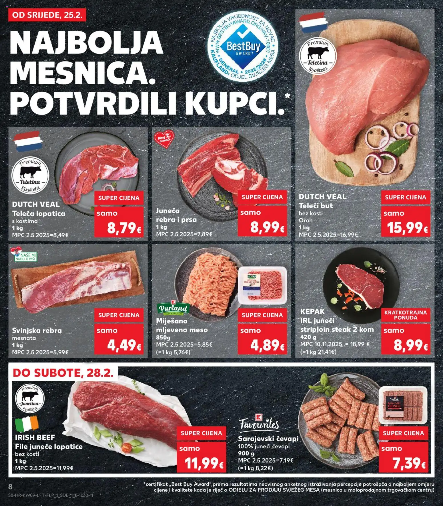 Kaufland katalog | vrijedi od 25.02.2026 | Stranica: 8 | Proizvodi: Teletina, Junetina, Mljeveno meso, Lopatica