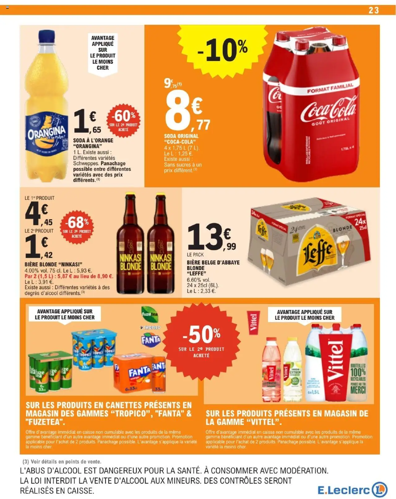 {H1} | Page: 23 | Produits: Orangina, Bière blonde, Vittel, Bière