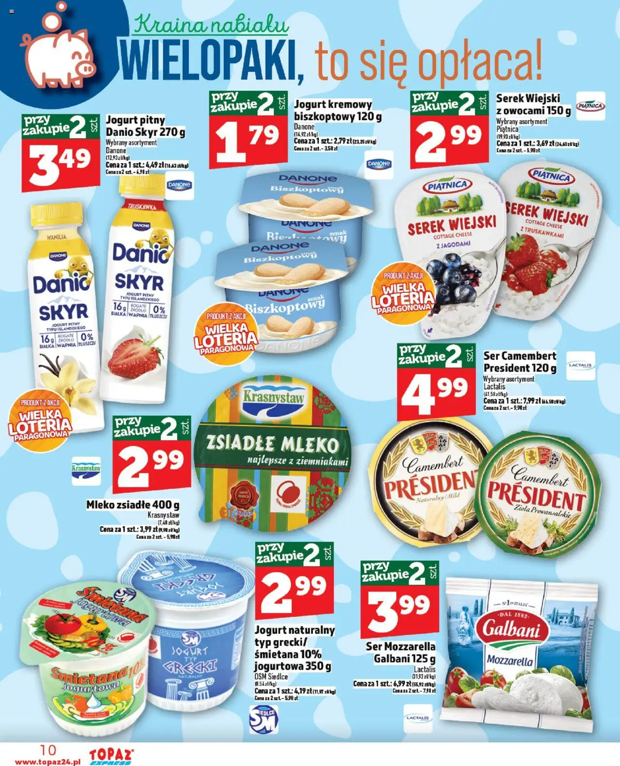 Topaz Gazetka - Express od 21.08.2025 | Strona: 10 | Produkty: Serek, Ser camembert, Camembert, Jogurt kremowy
