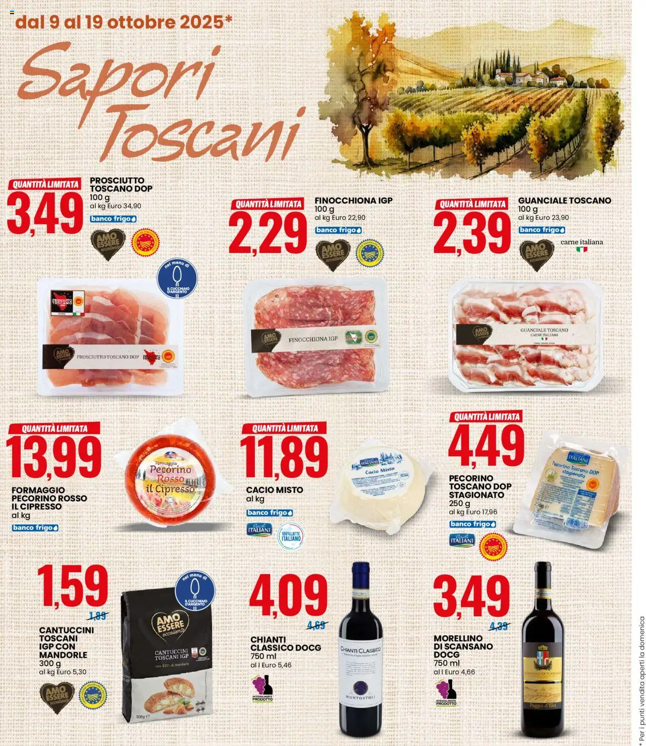 Volantino Eurospin del 09.10.2025 | Pagina: 4 | Prodotti: Formaggio, Prosciutto, Pecorino, Guanciale