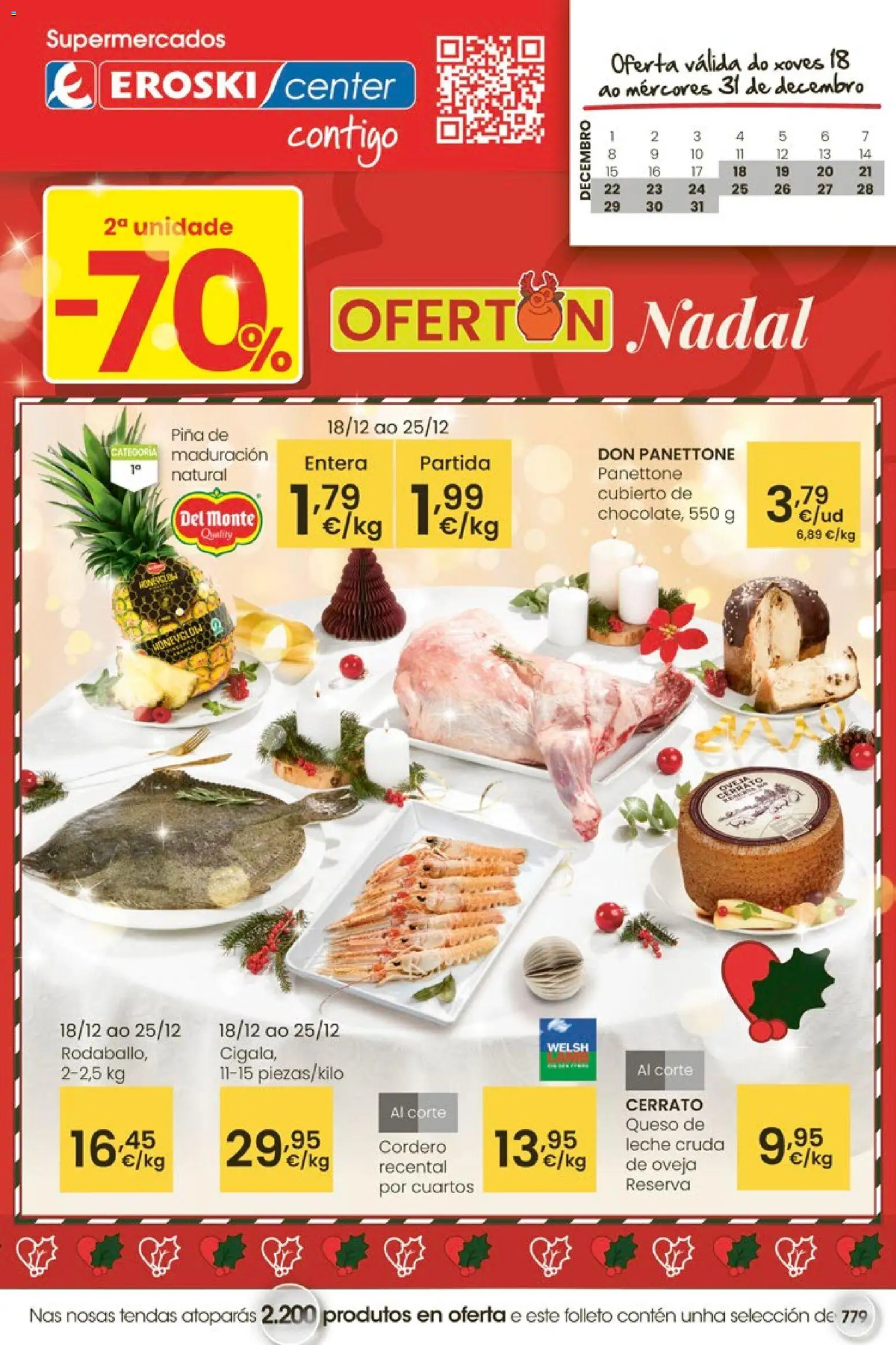 Eroski - Nadal │ válido desde el 18.12.2025 | Página: 1 | Productos: Leche, Queso, Piña, Φίλτρο καφέ