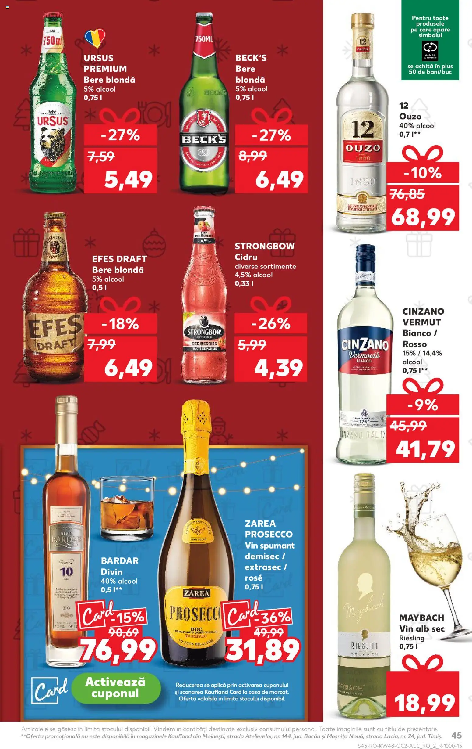 Noul catalog Kaufland – valabil de la 26.11.2025 | Pagină: 45 | Produse: Prosecco, Vin, Bere, Fructe
