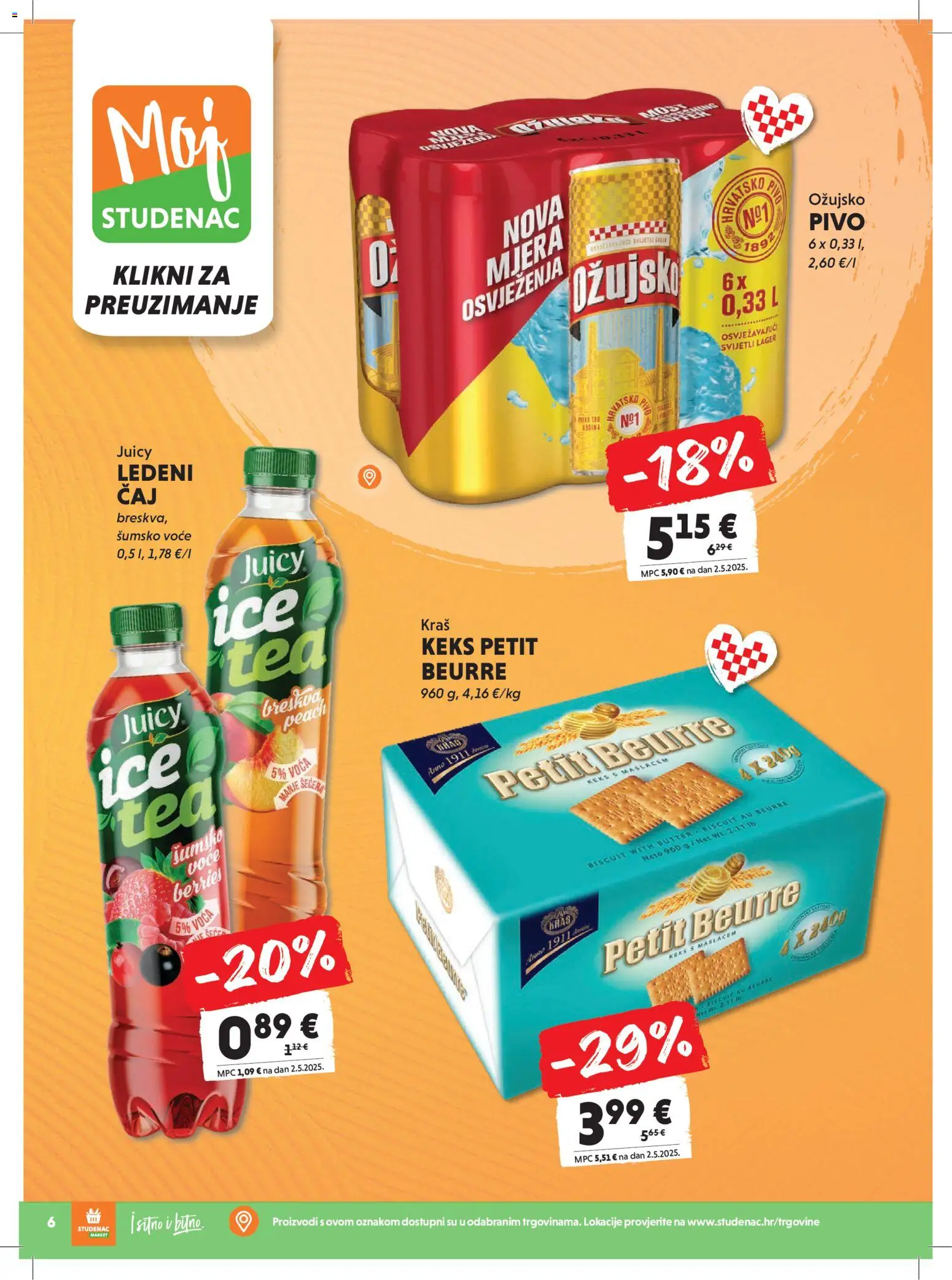 Studenac katalog | vrijedi od 12.11.2025 | Stranica: 6 | Proizvodi: Pivo, Keks, Ožujsko, Voće