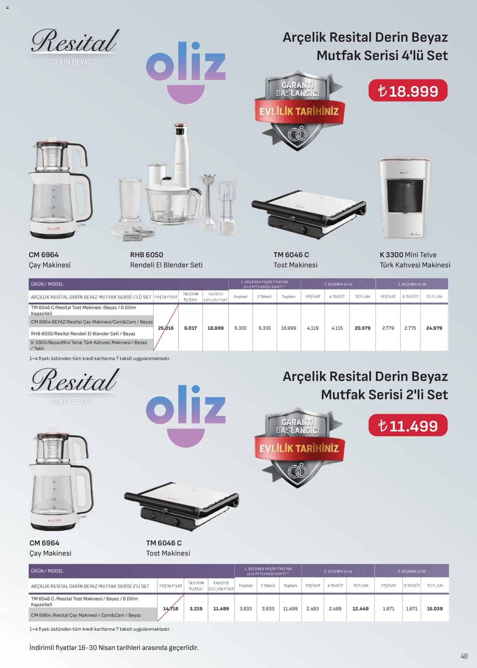 Arçelik Katalog - 16.04.2026 tarihinden itibaren geçerlidir | Sayfa: 48 | Ürünler: Tost makinesi, Blender, Çay makinesi, Çay
