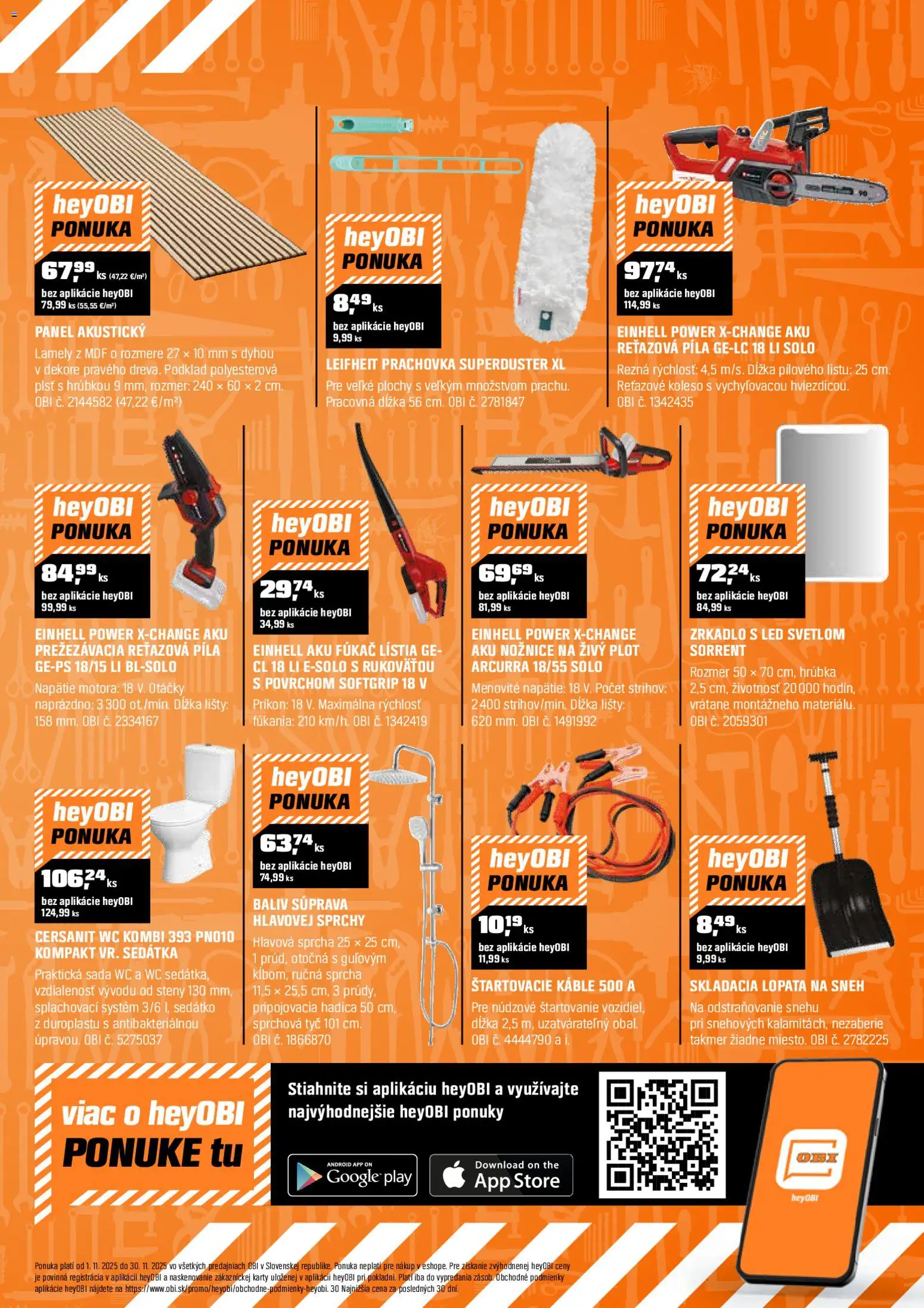 Nové OBI akcie – leták je platný od 01.11.2025 | Strana: 11 | Produkty: Zrkadlo, Reťazová píla, Lamely, Nožnice na živý plot