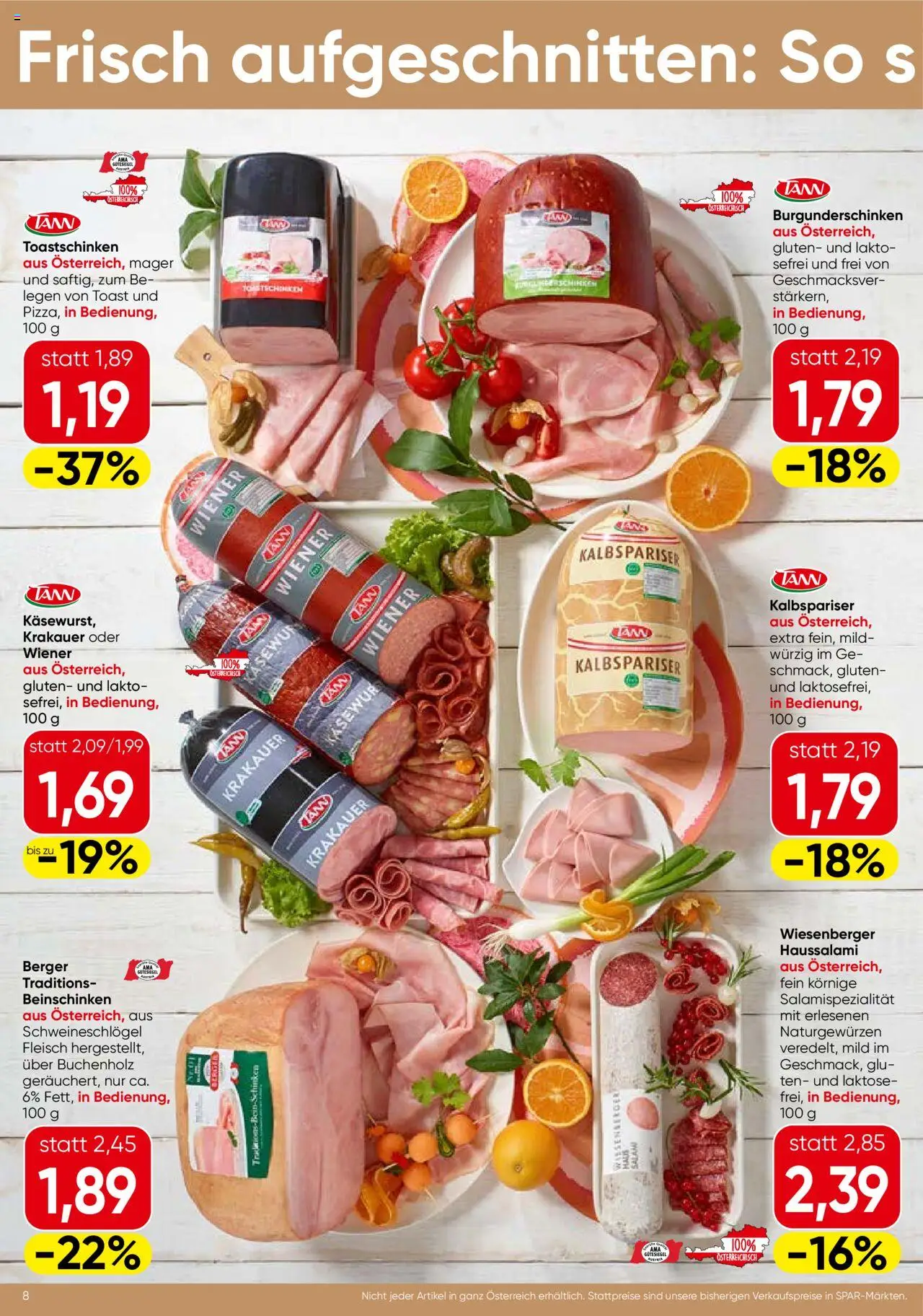 Spar Flugblatt - Salzburg gültig ab 31.07.2025 | Seite: 8 | Produkte: Salami