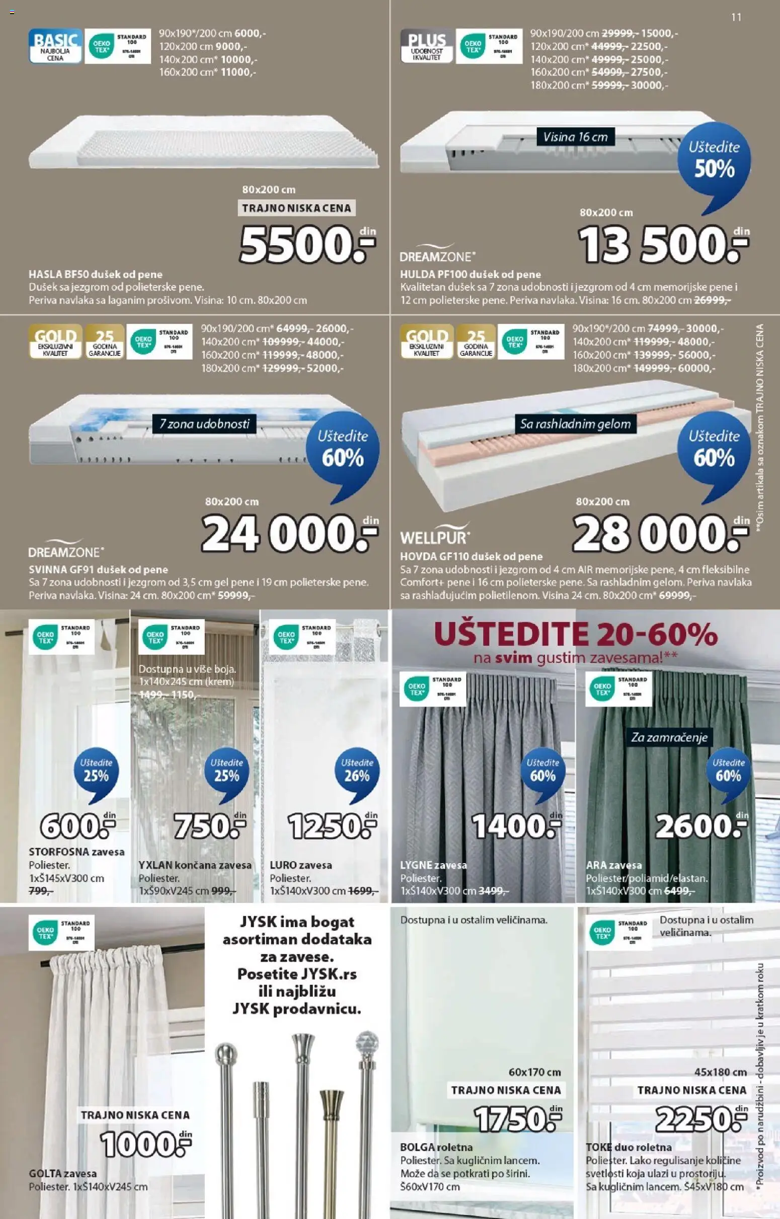 Jysk katalog - važi od 29.10.2025 | Strana: 11 | Proizvode: Dušek, Roletna, Zavesa