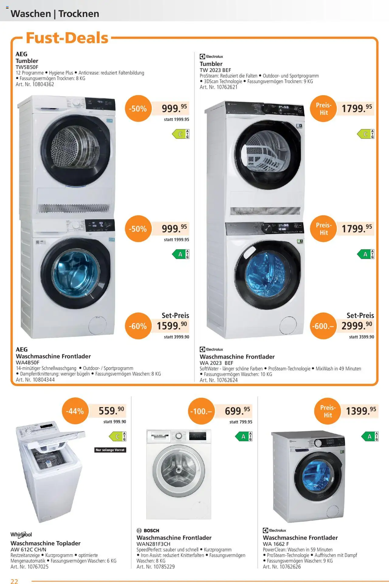 Fust Aktionen ab 25.08.2025 | Seite: 22 | Produkte: Toplader, Waschmaschine, Bosch
