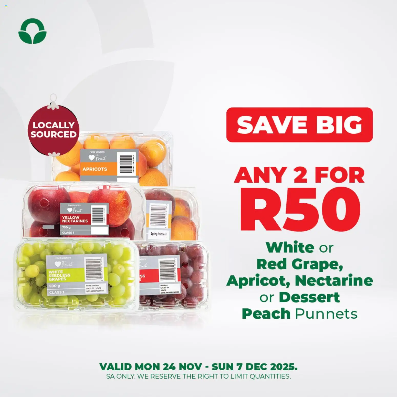 New Food Lover's Market catalogue – valid from 24.11.2025 | Page: 3 | Products: Fruit, Peach, Nectarines, Grapes