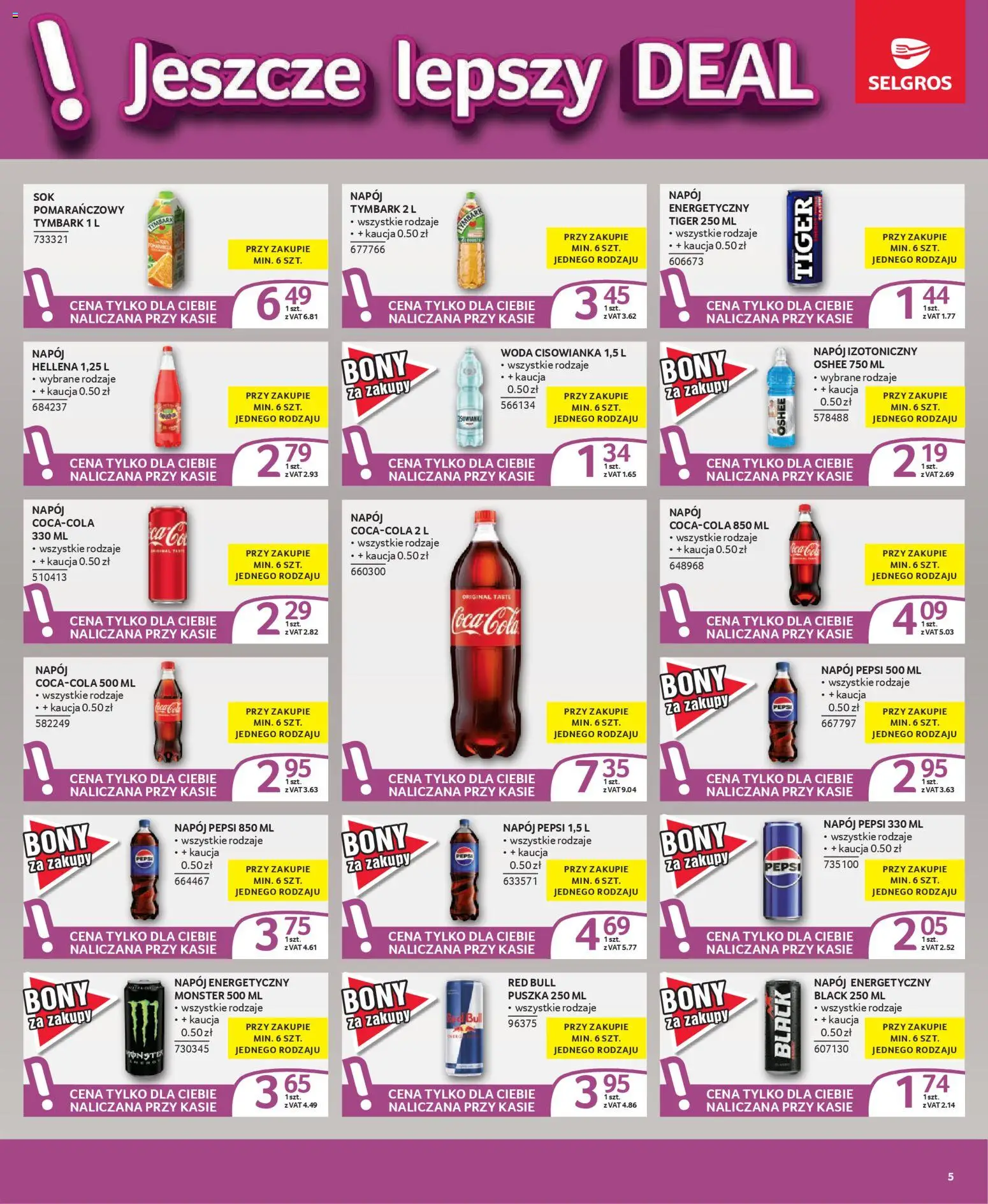 Selgros cash&carry - Oferta dla profesjonalistów od 09.04.2026 | Strona: 5 | Produkty: Red bull, Pepsi, Woda