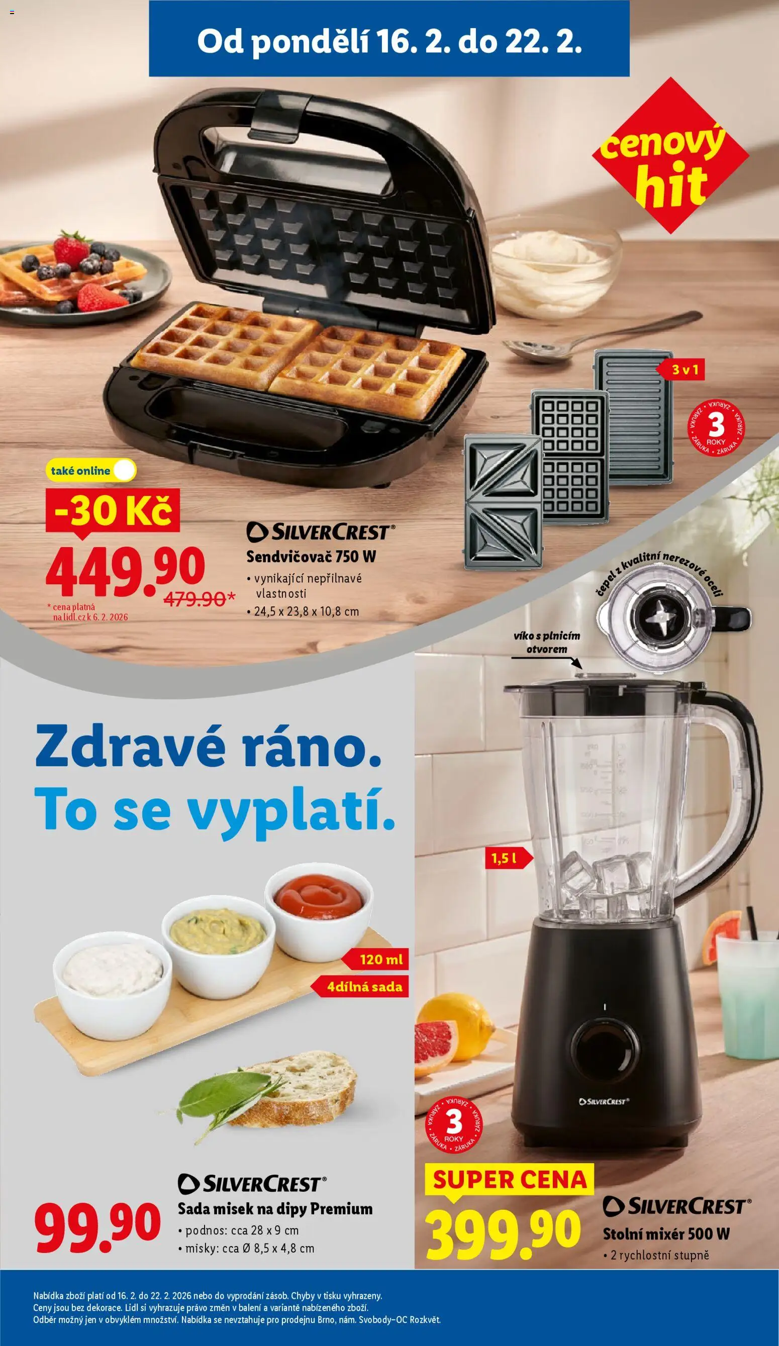 Lidl leták - Spotřební zboží od 16.02.2026 | Strana: 3 | Produkty: Podnos, Mixér, Sendvičovač, Stolní mixér