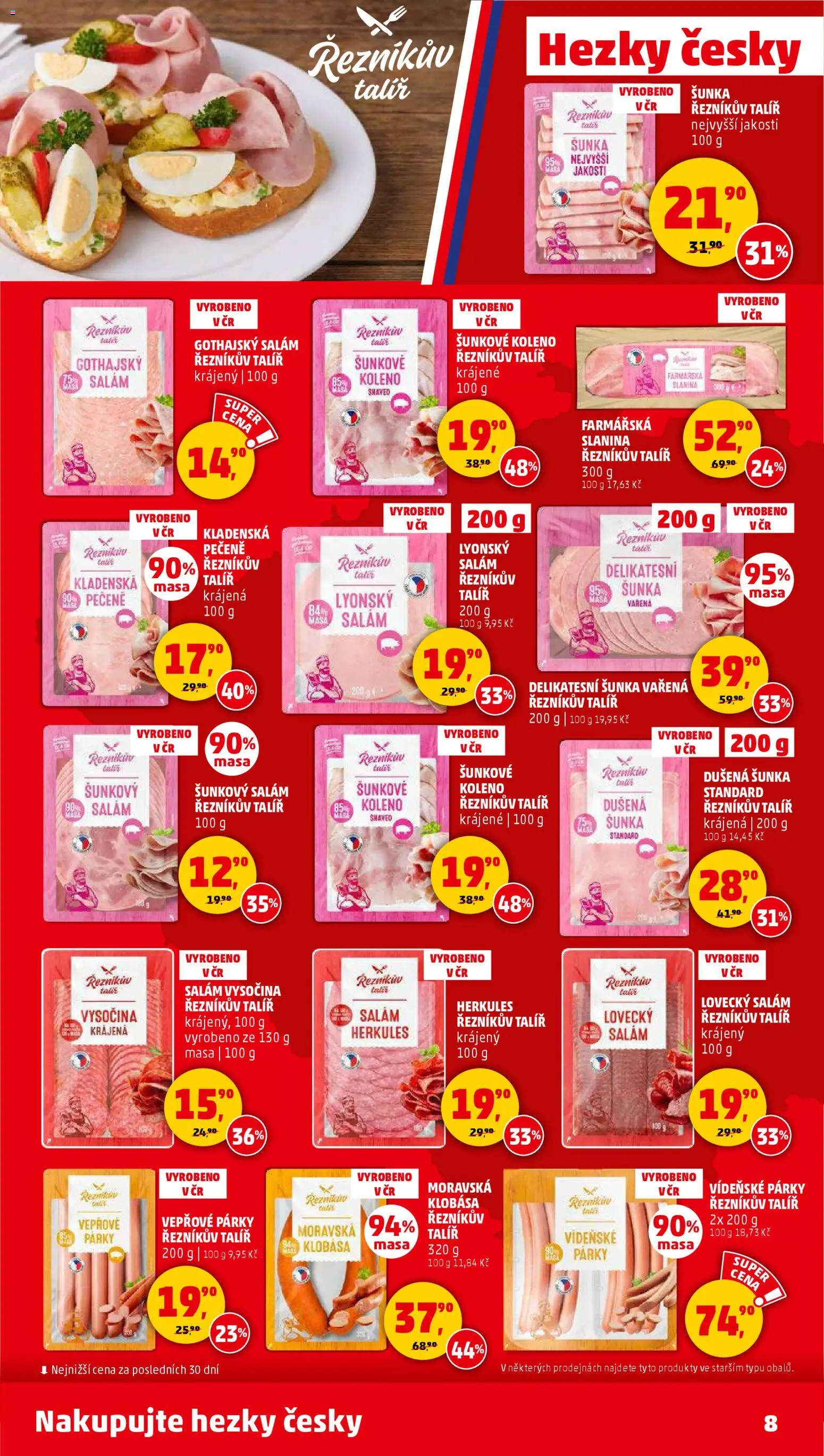Penny Market leták - Čtvrtečník od 22.01.2026 | Strana: 8 | Produkty: Vídeňské párky, Talíř, Vysočina, Lovecký salám