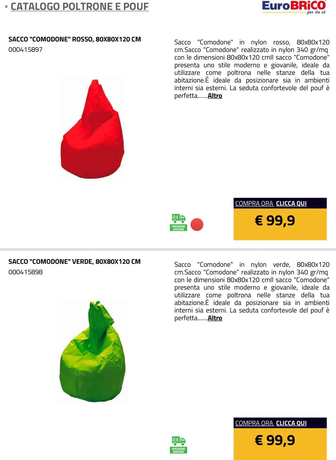 Volantino Eurobrico del 23.07.2025 | Pagina: 33 | Prodotti: Poltrona