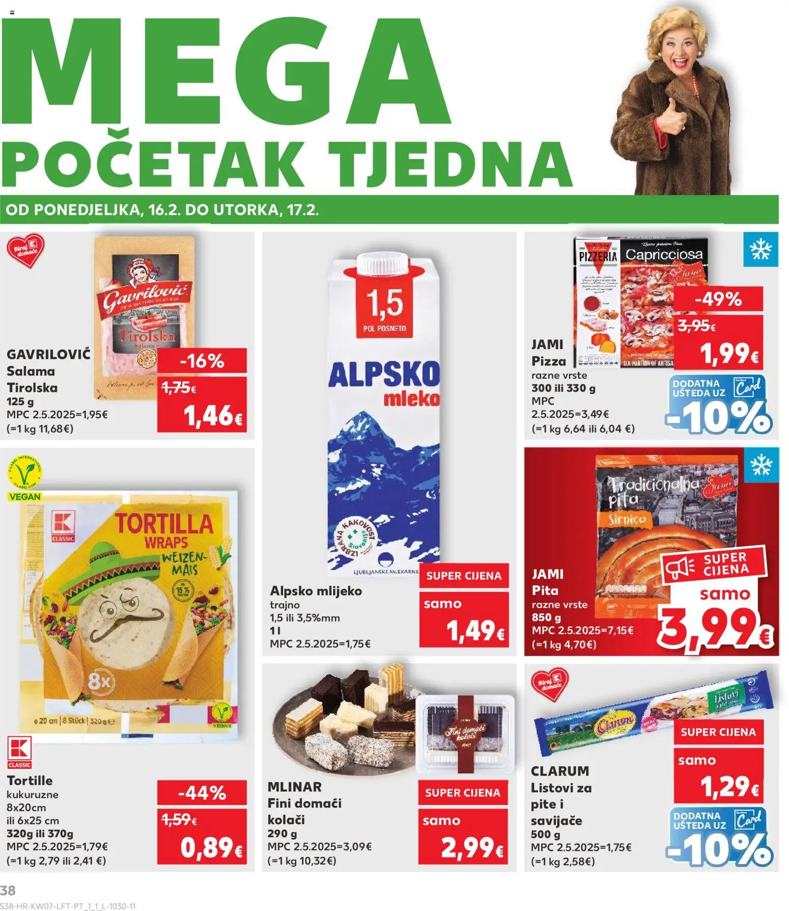 Kaufland katalog | vrijedi od 11.02.2026 | Stranica: 38 | Proizvodi: Listovi za pite, Mlijeko, Salama, Alpsko mlijeko