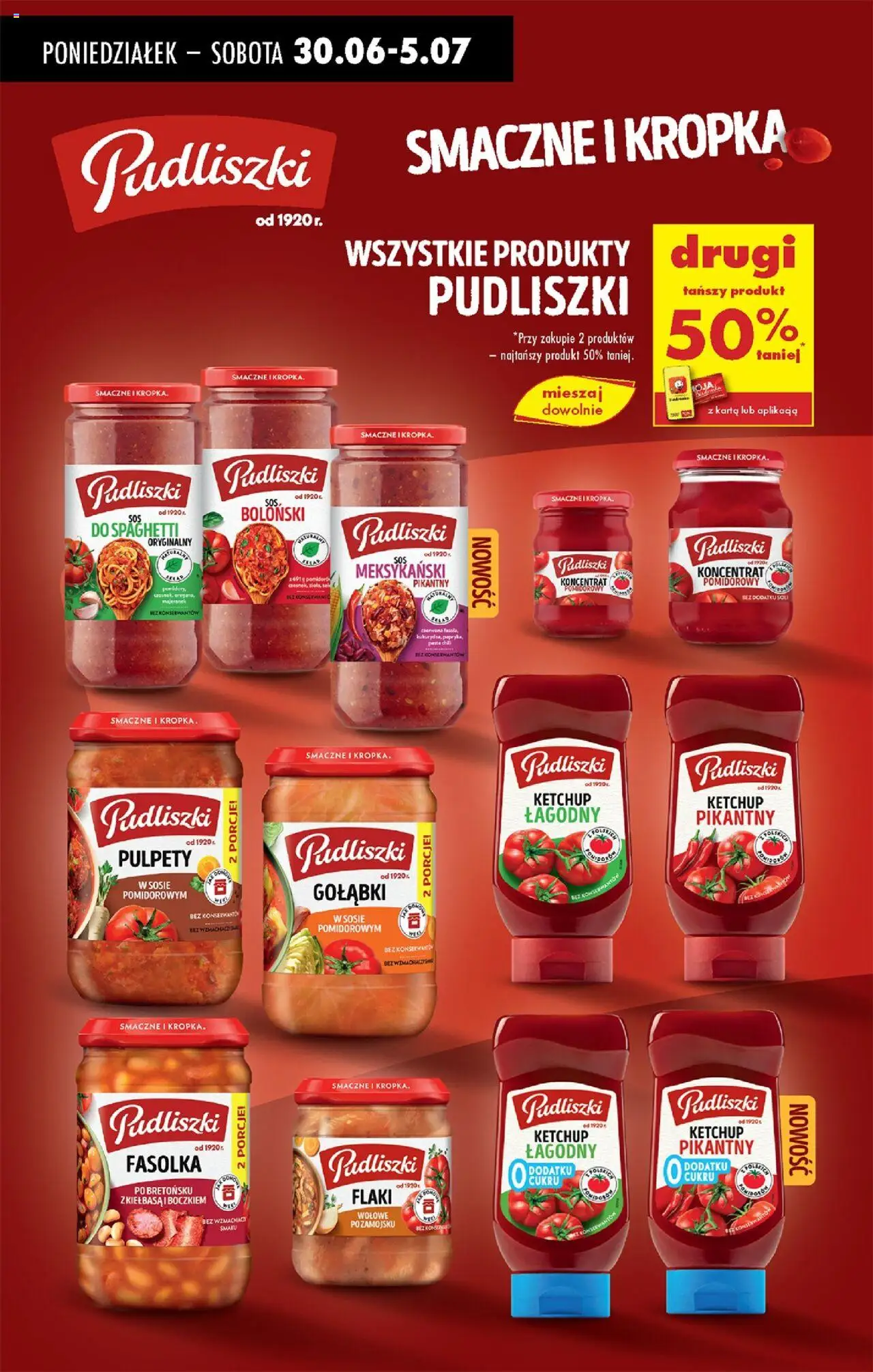 Biedronka gazetka od 30.06.2025 | Strona: 35 | Produkty: Kiełbasa, Karta, Koncentrat pomidorowy, Sos do spaghetti
