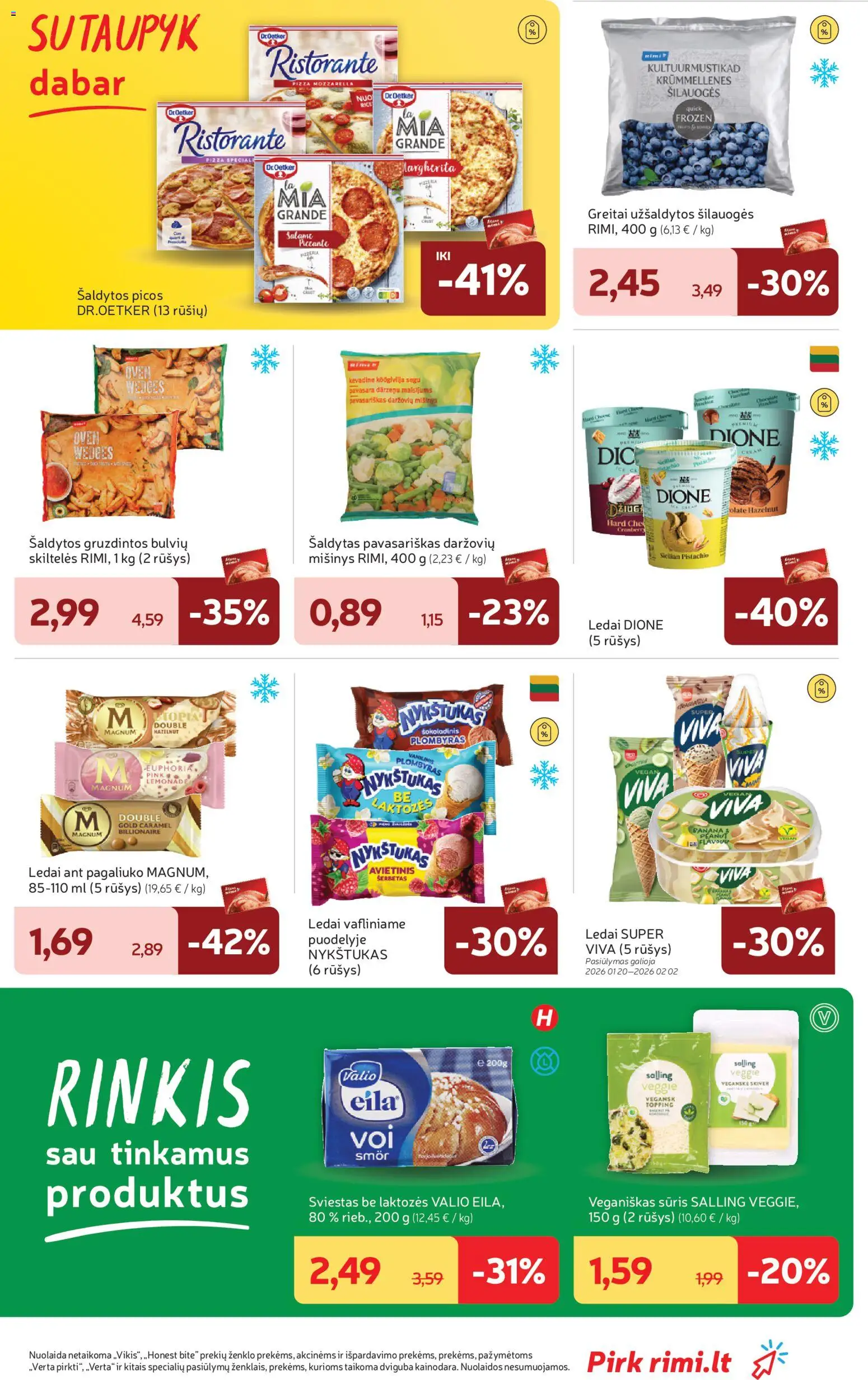 Rimi akcijos nuo 27.01.2026 | Puslapis: 13 | Prekių: Ledai, Šilauogės, Sūris, Sviestas