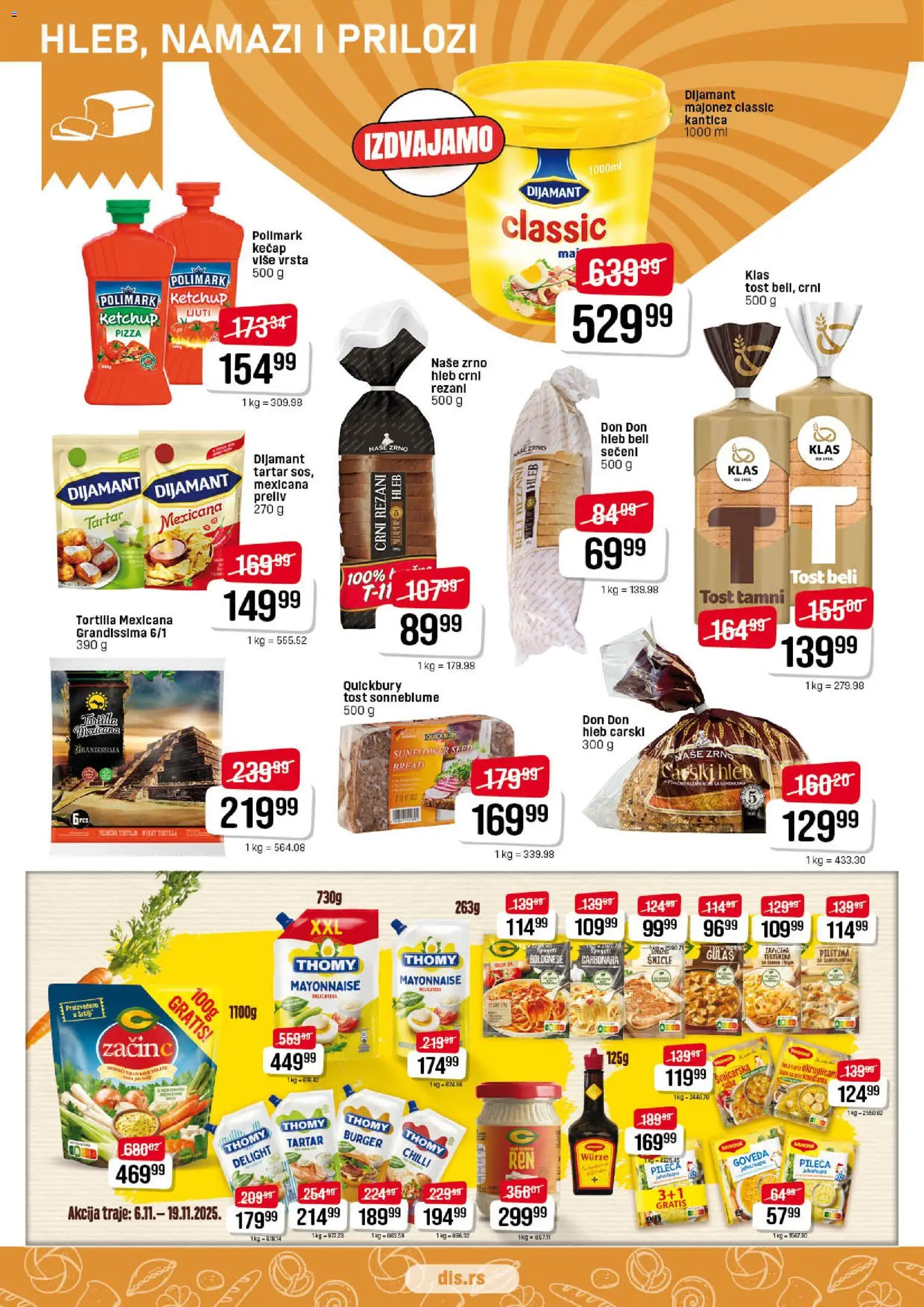 Super DIS katalog - važi od 06.11.2025 | Strana: 6 | Proizvode: Testenina, Kečap, Hleb, Piletina